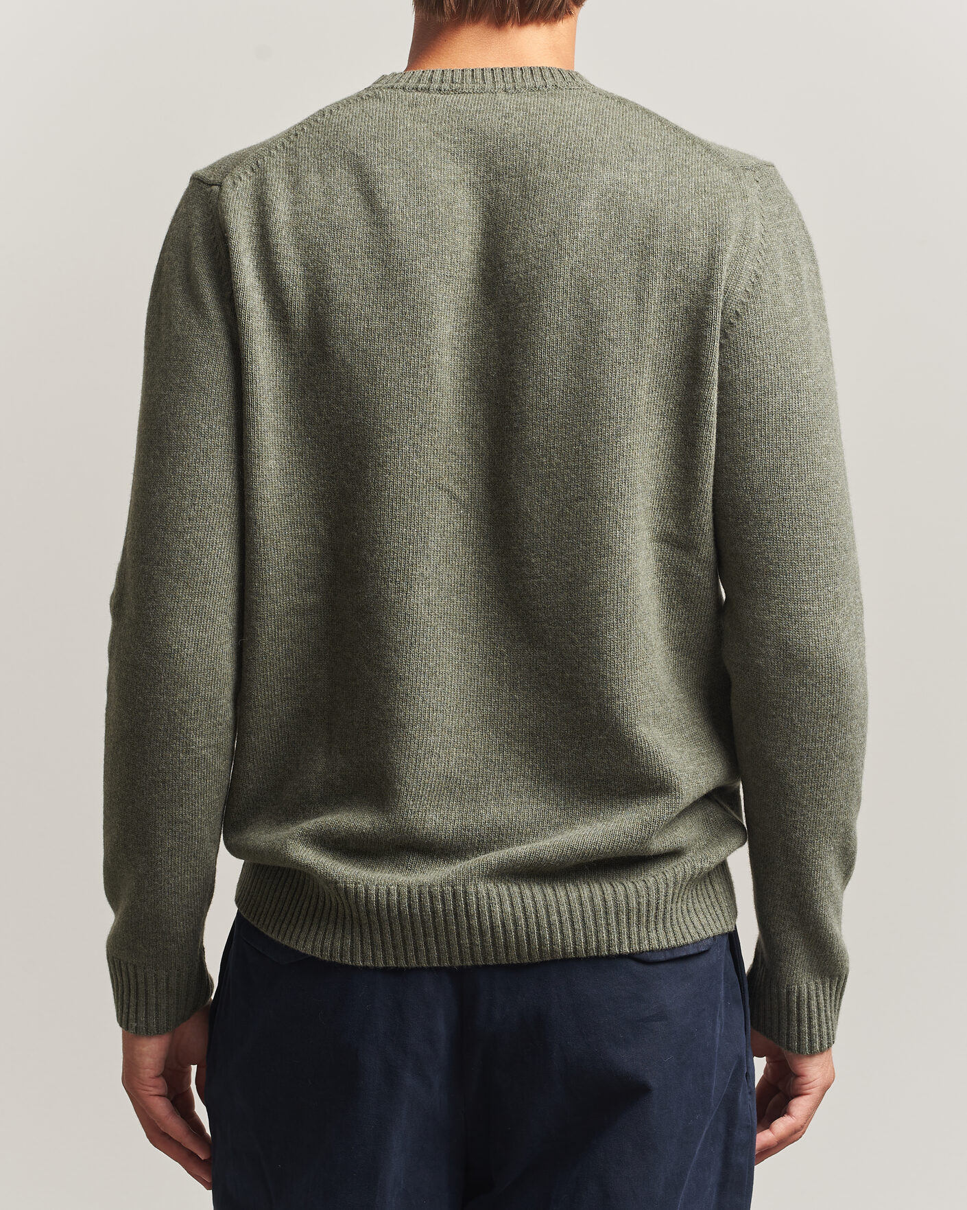 Hombres | Jerséis y prendas de punto | Stenströms | Brushed Merino Crew Neck Green