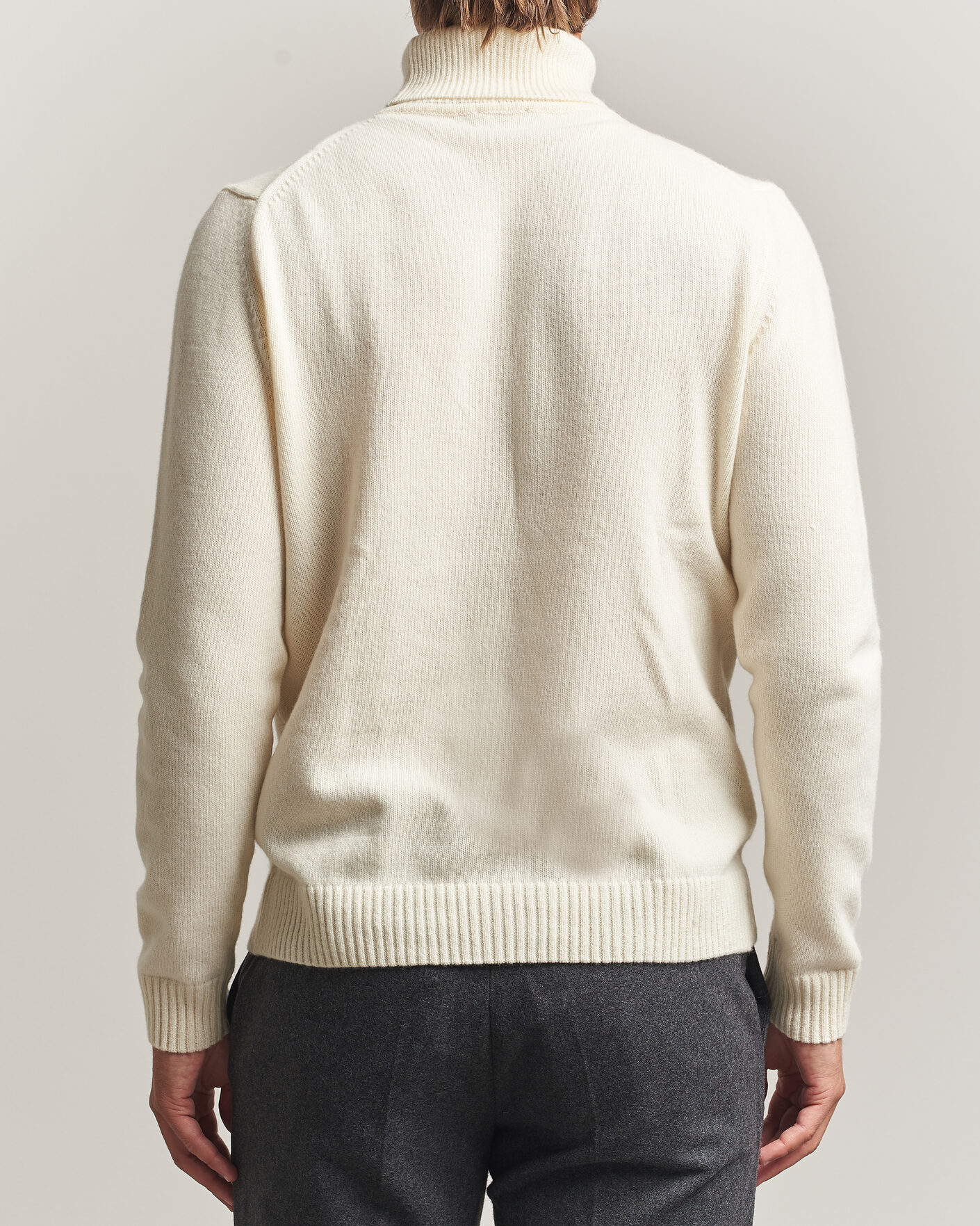 Hombres | Jerséis y prendas de punto | Stenströms | Brushed Merino Rollneck Off White