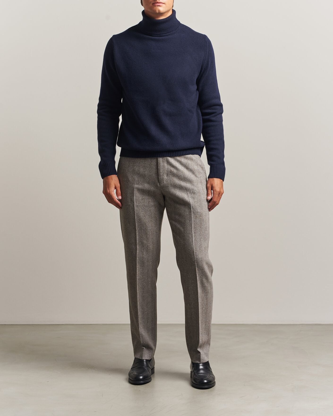 Hombres | Jerséis y prendas de punto | Stenströms | Brushed Merino Rollneck Navy