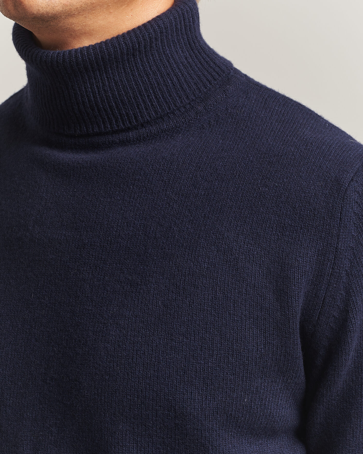 Hombres | Jerséis y prendas de punto | Stenströms | Brushed Merino Rollneck Navy