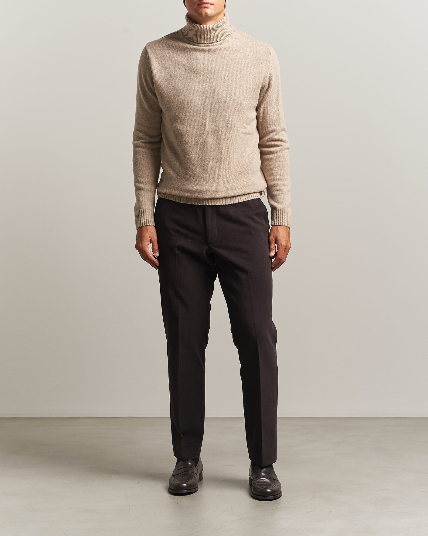 Hombres | Jerséis y prendas de punto | Stenströms | Brushed Merino Rollneck Beige