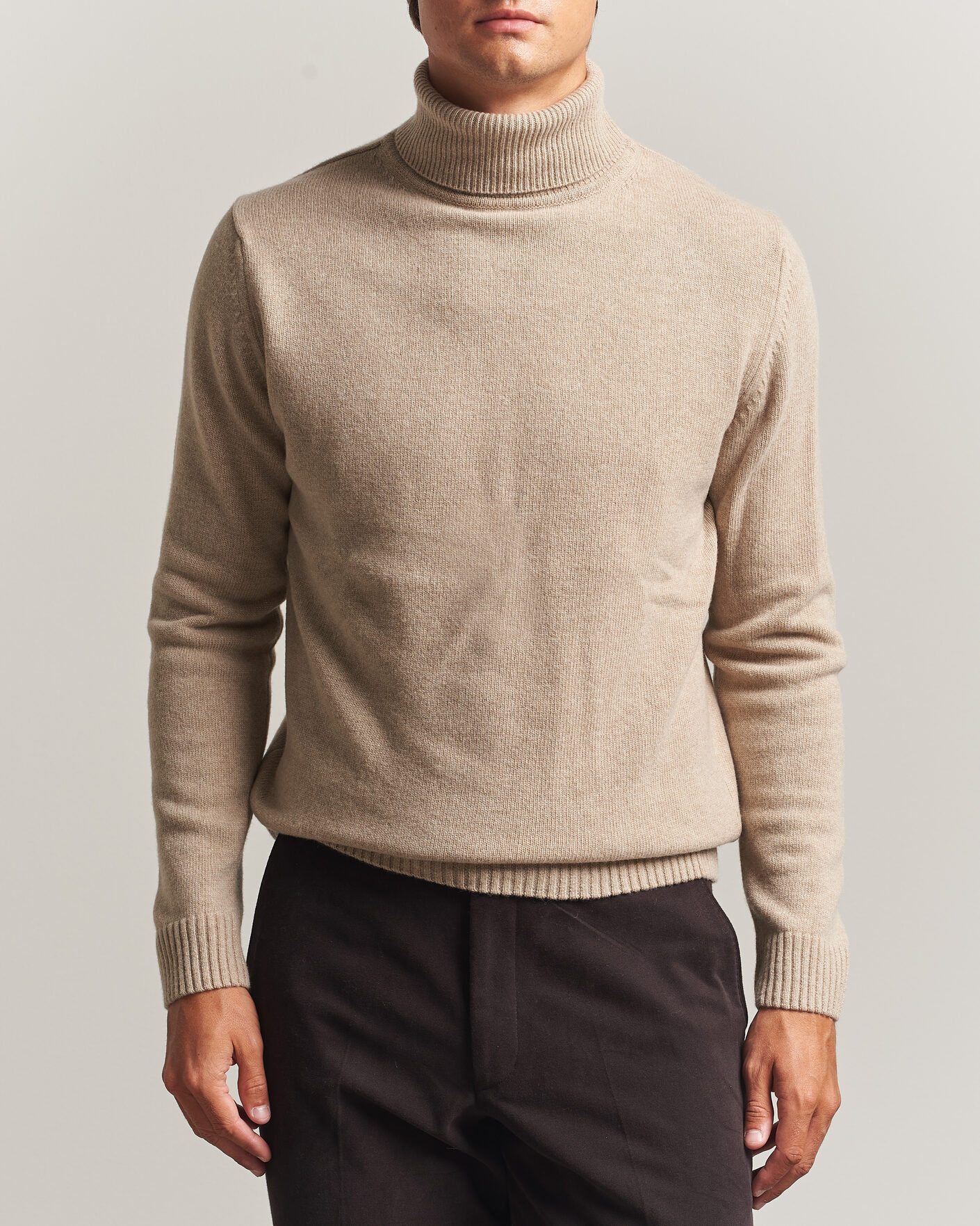 Hombres | Jerséis y prendas de punto | Stenströms | Brushed Merino Rollneck Beige