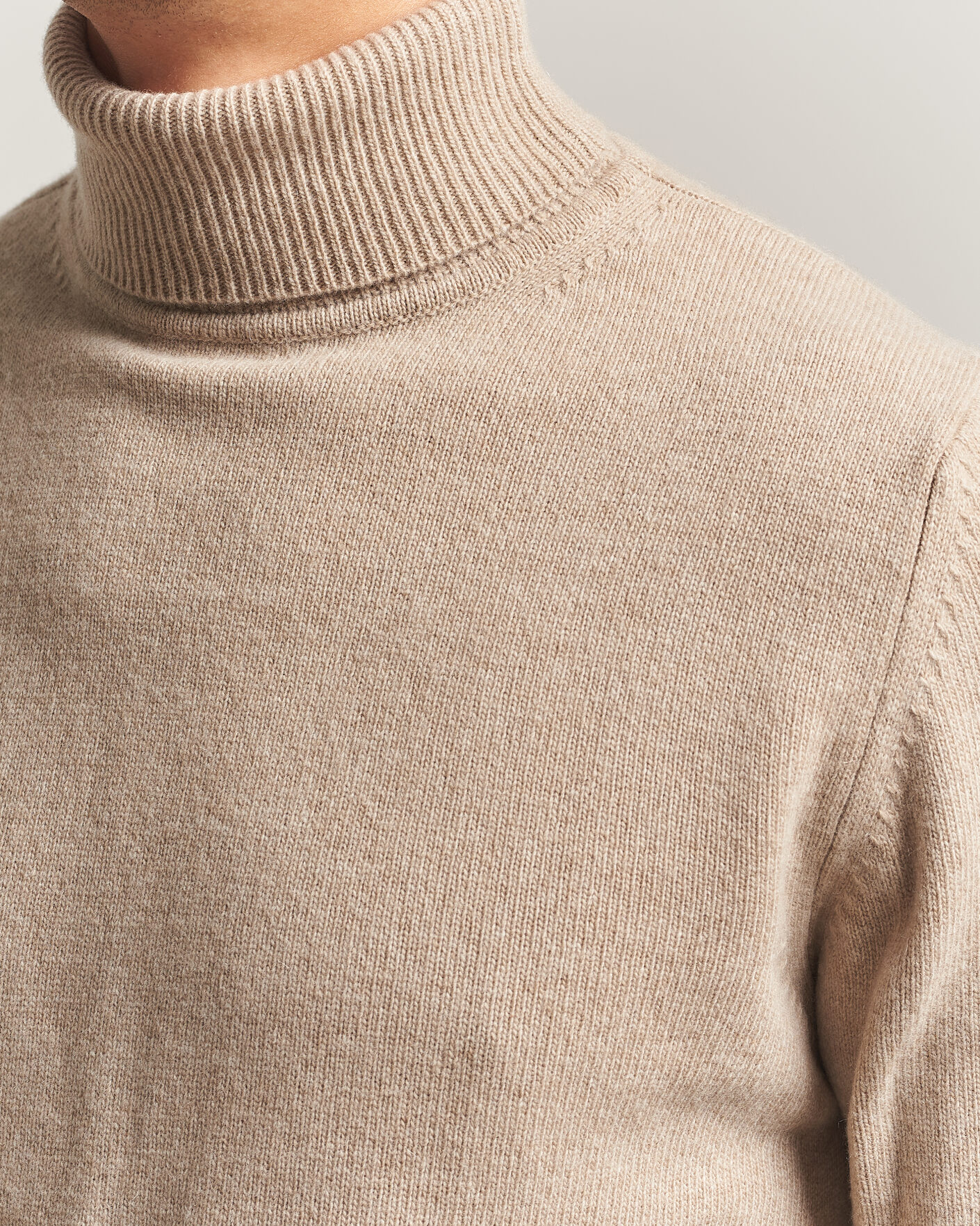 Hombres | Jerséis y prendas de punto | Stenströms | Brushed Merino Rollneck Beige