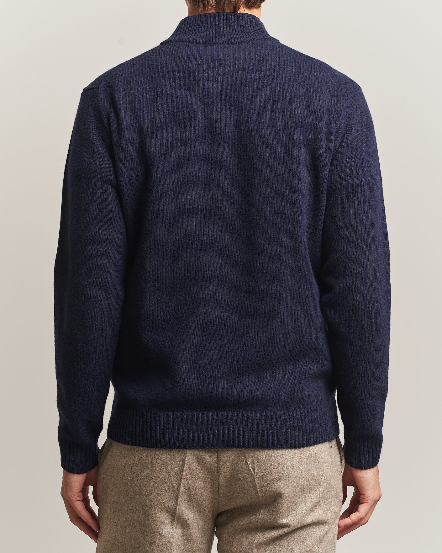 Hombres | Jerséis y prendas de punto | Stenströms | Brushed Merino Half-Zip Navy