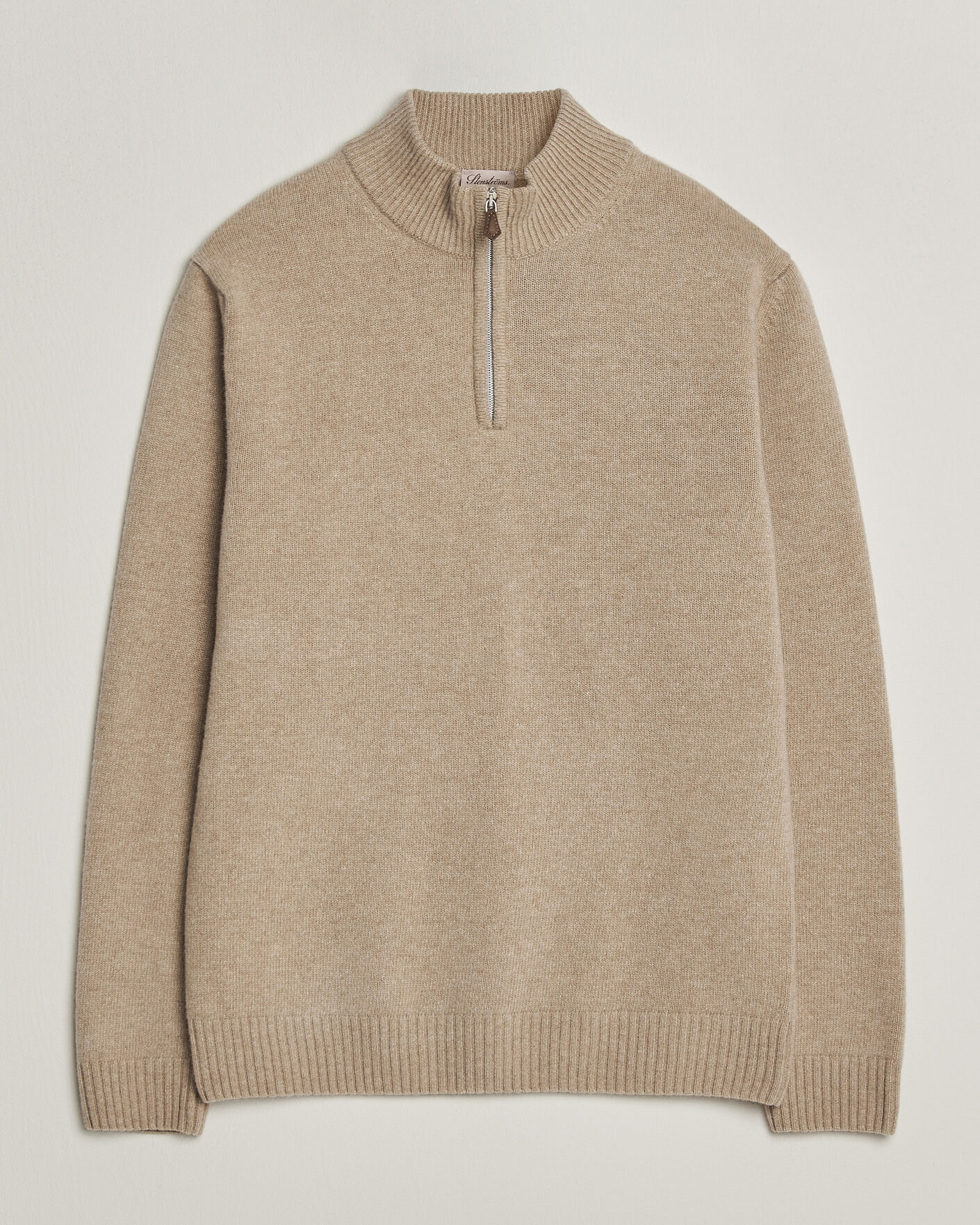 Hombres | Jerséis y prendas de punto | Stenströms | Brushed Merino Half-Zip Beige