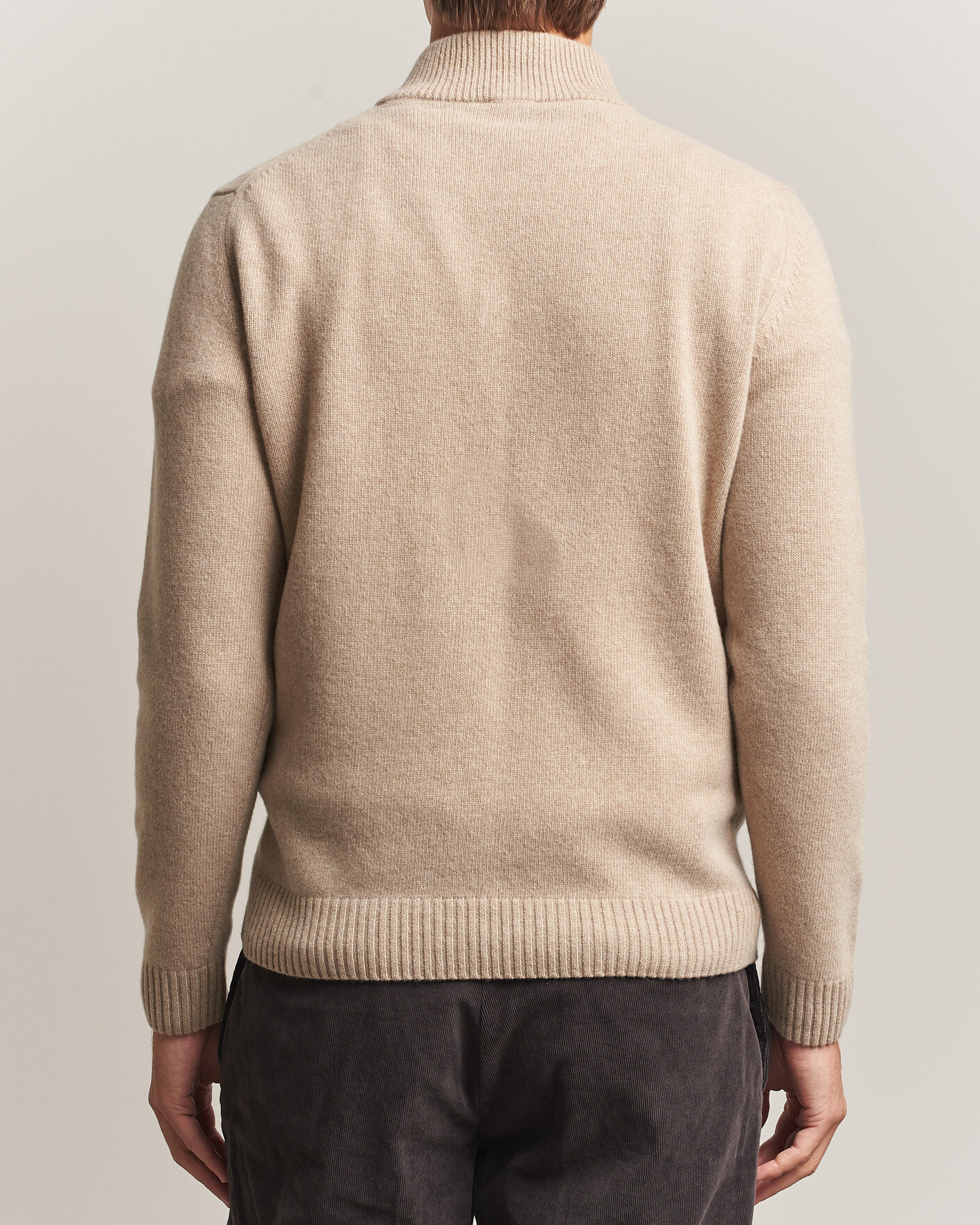 Hombres | Jerséis y prendas de punto | Stenströms | Brushed Merino Half-Zip Beige