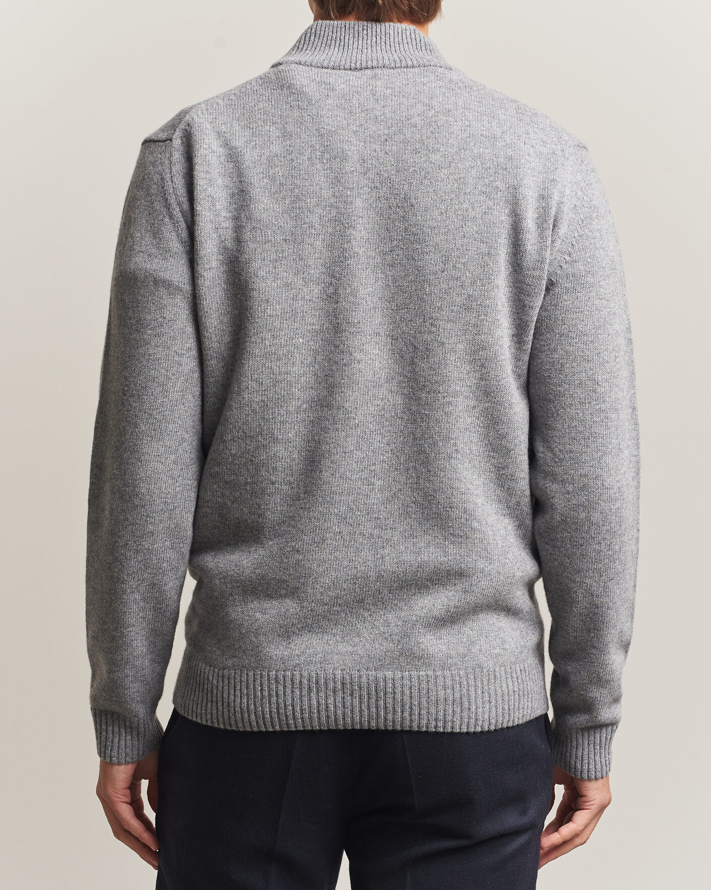 Hombres | Jerséis y prendas de punto | Stenströms | Brushed Merino Half-Zip Grey