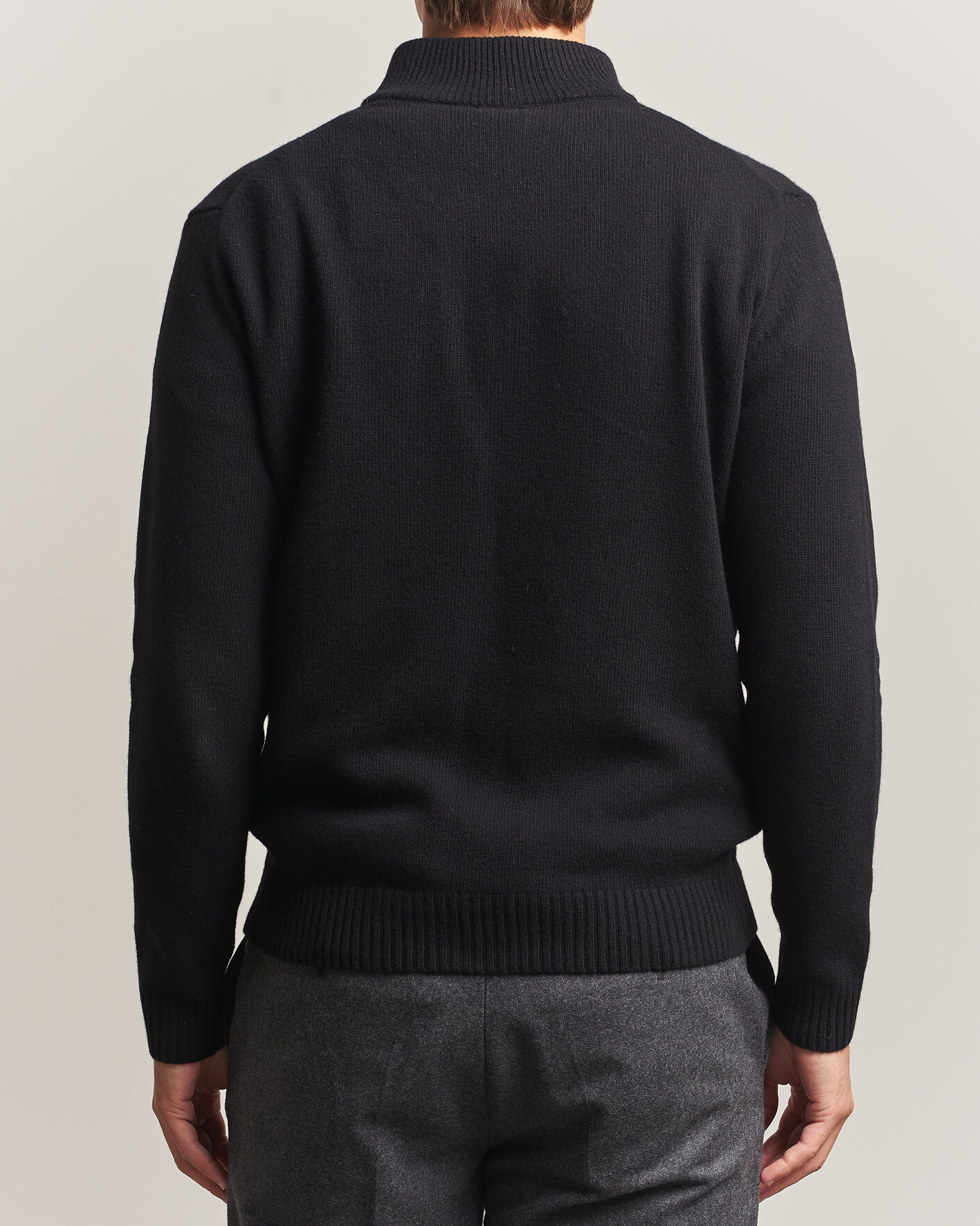 Hombres | Jerséis y prendas de punto | Stenströms | Brushed Merino Half-Zip Black