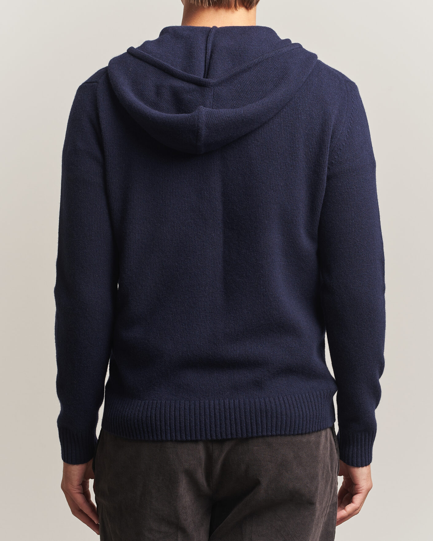 Hombres | Jerséis y prendas de punto | Stenströms | Brushed Merino Full-Zip Hood Navy