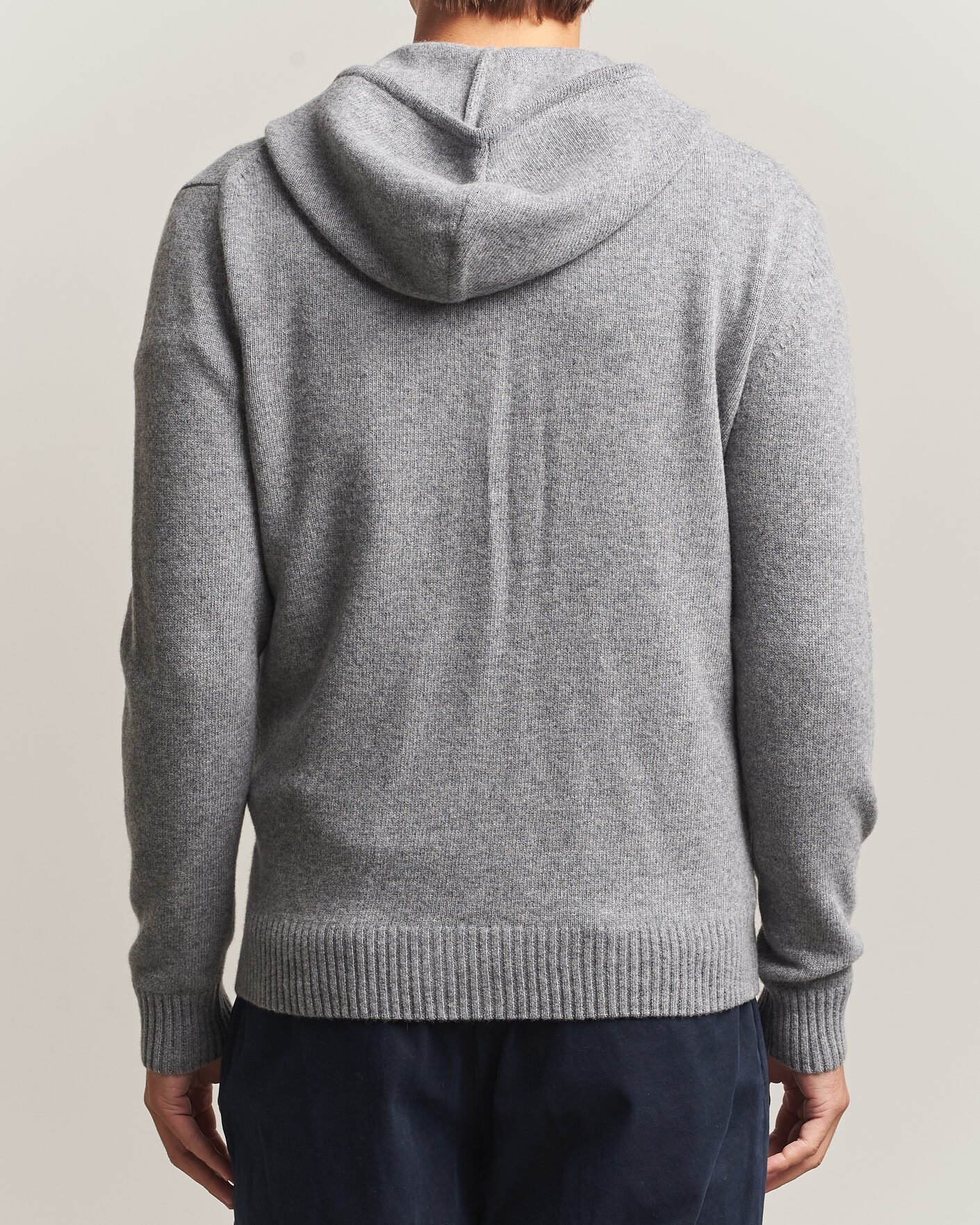 Hombres | Jerséis y prendas de punto | Stenströms | Brushed Merino Full-Zip Hood Grey