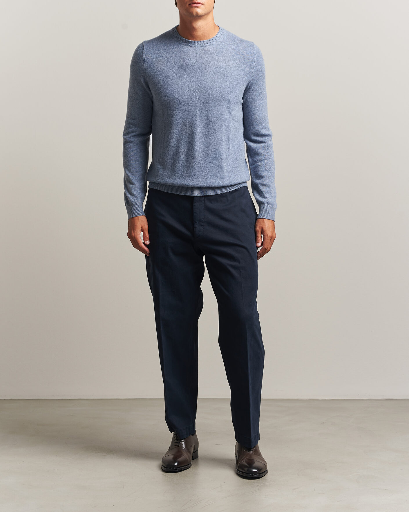Hombres | Jerséis y prendas de punto | Stenströms | Cashmere Crewneck Light Blue