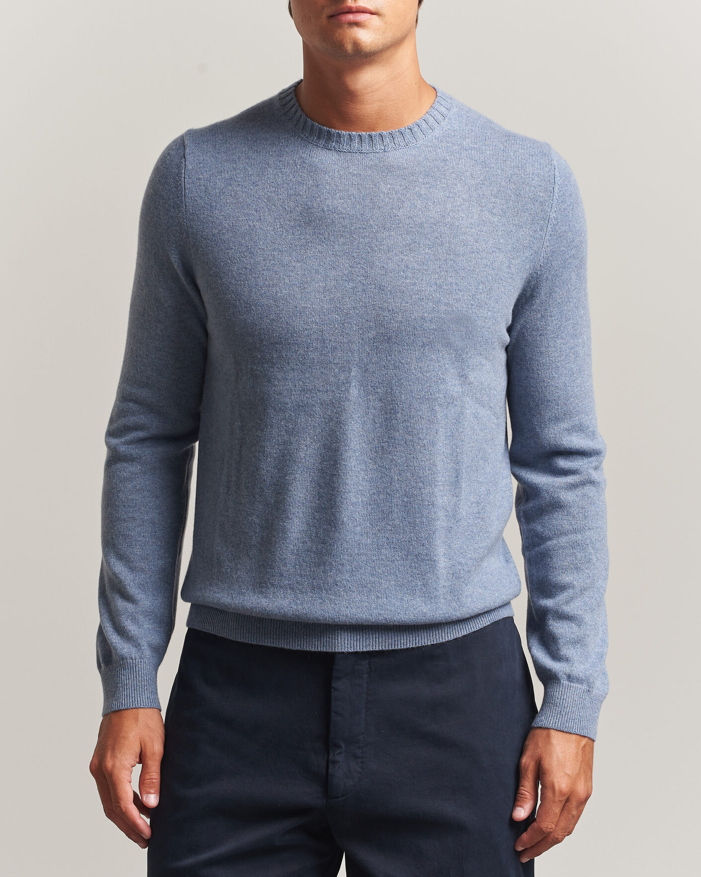 Hombres | Jerséis y prendas de punto | Stenströms | Cashmere Crewneck Light Blue