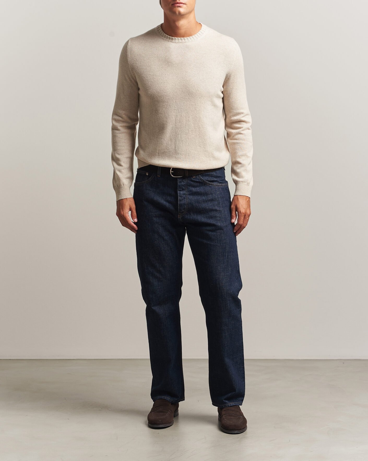 Hombres | Jerséis y prendas de punto | Stenströms | Cashmere Crewneck Beige