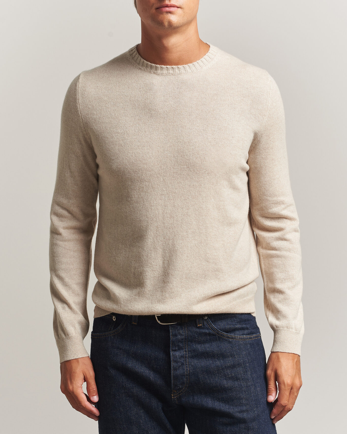 Hombres | Jerséis y prendas de punto | Stenströms | Cashmere Crewneck Beige