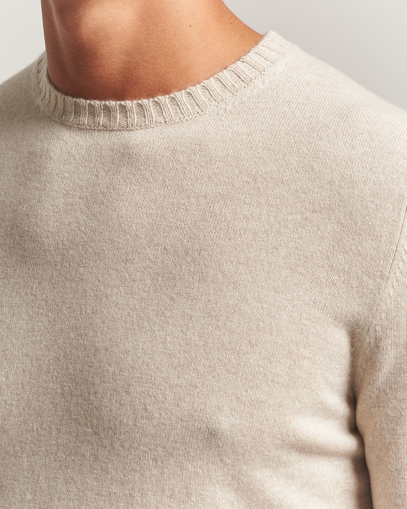 Hombres | Jerséis y prendas de punto | Stenströms | Cashmere Crewneck Beige
