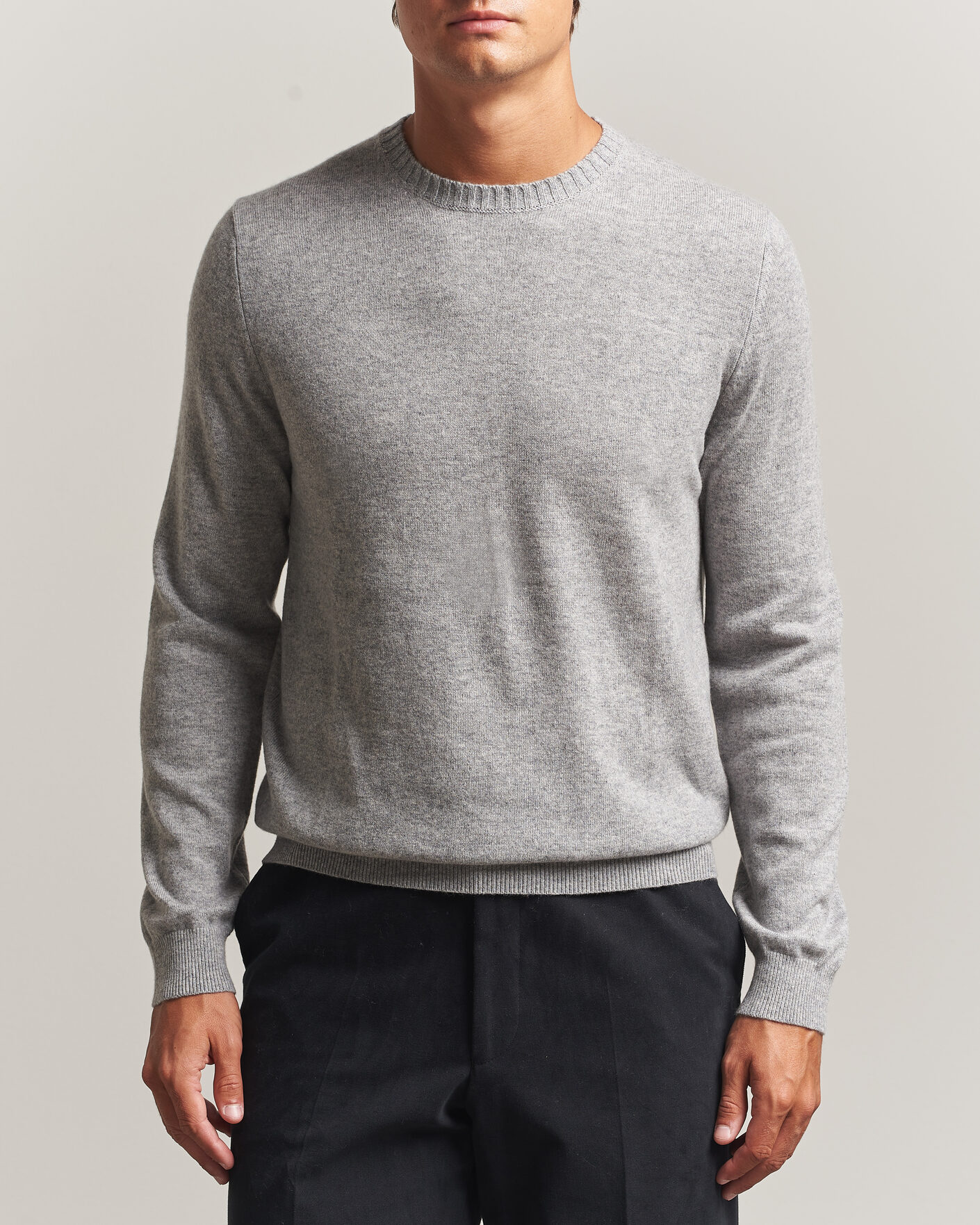 Hombres | Jerséis y prendas de punto | Stenströms | Cashmere Crewneck Grey