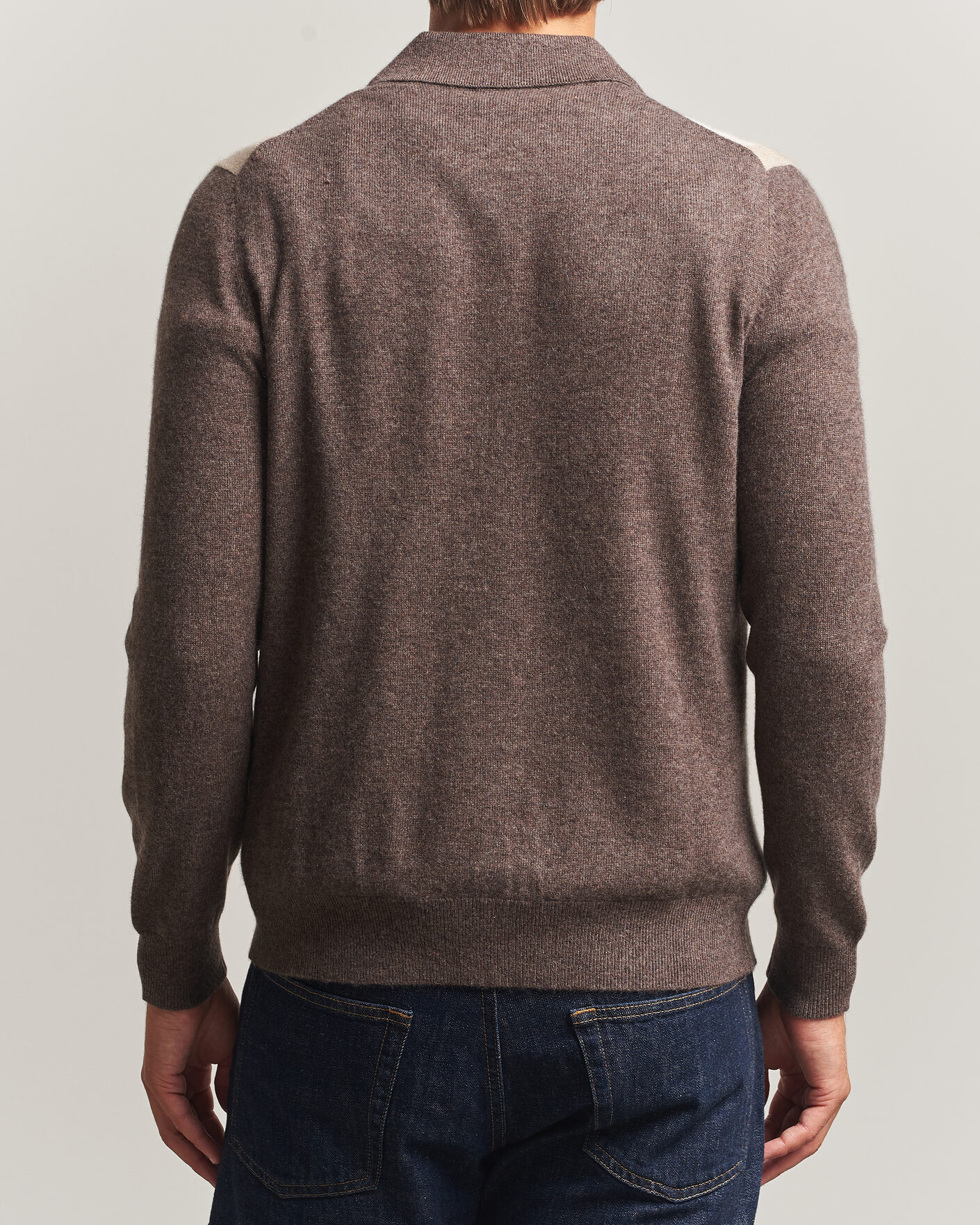 Hombres | Jerséis y prendas de punto | Stenströms | Cashmere Striped Polo Cardigan Brown