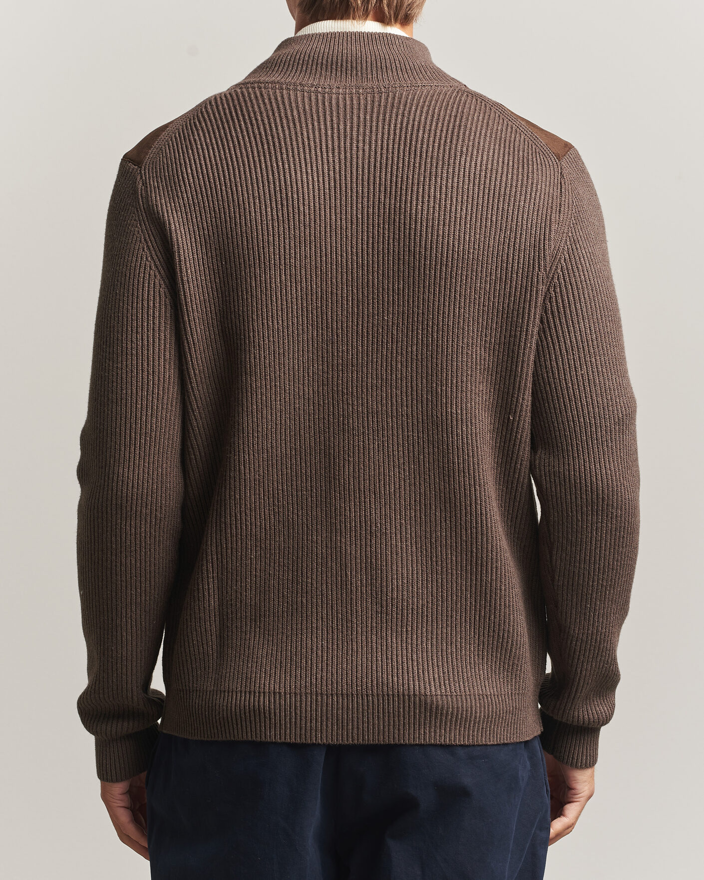 Hombres | Jerséis y prendas de punto | Stenströms | Knitted Hybrid Alcantara Jacket Brown