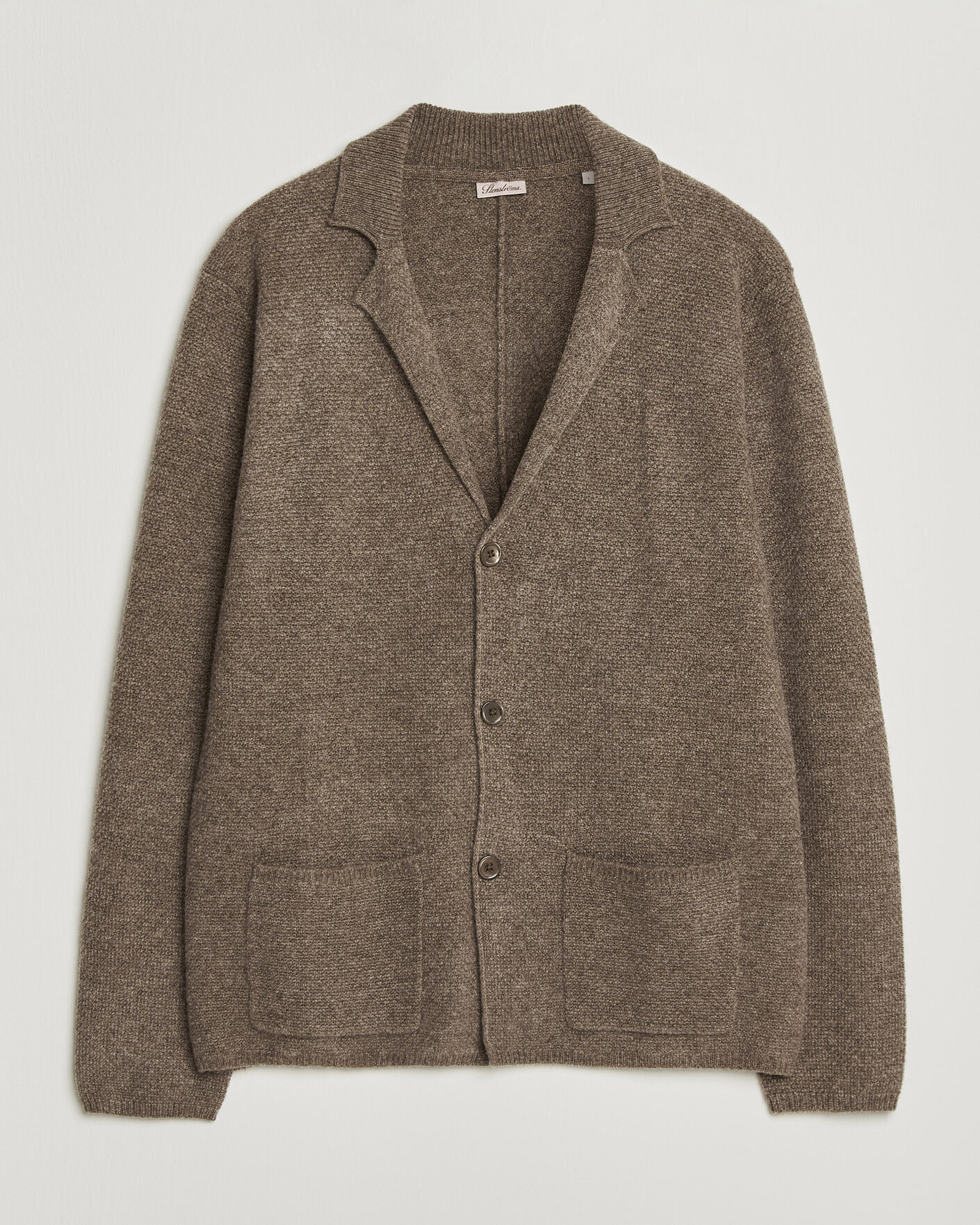 Hombres | Jerséis y prendas de punto | Stenströms | Knitted Yak/Merino Cardigan Blazer Brown