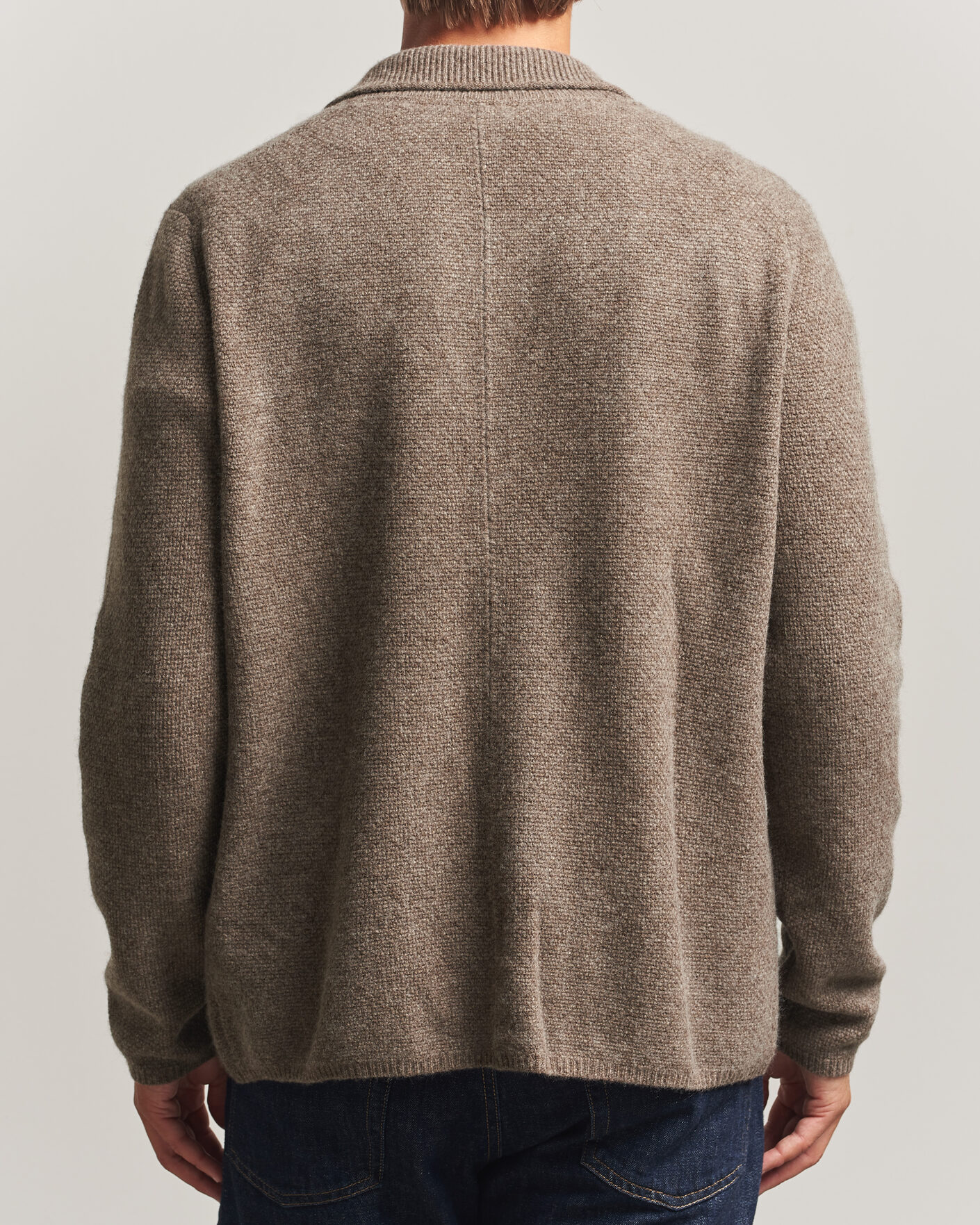 Hombres | Jerséis y prendas de punto | Stenströms | Knitted Yak/Merino Cardigan Blazer Brown
