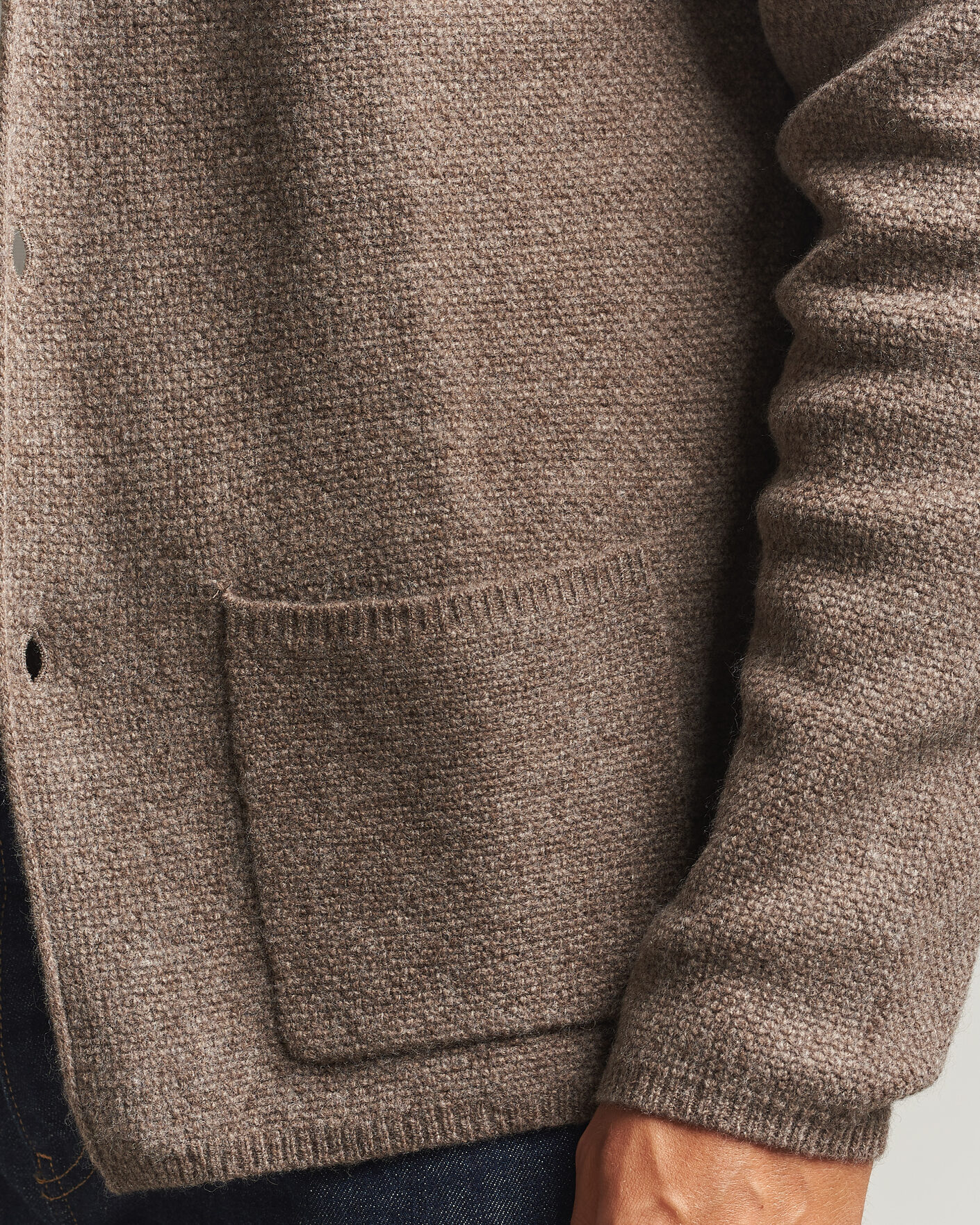 Hombres | Jerséis y prendas de punto | Stenströms | Knitted Yak/Merino Cardigan Blazer Brown