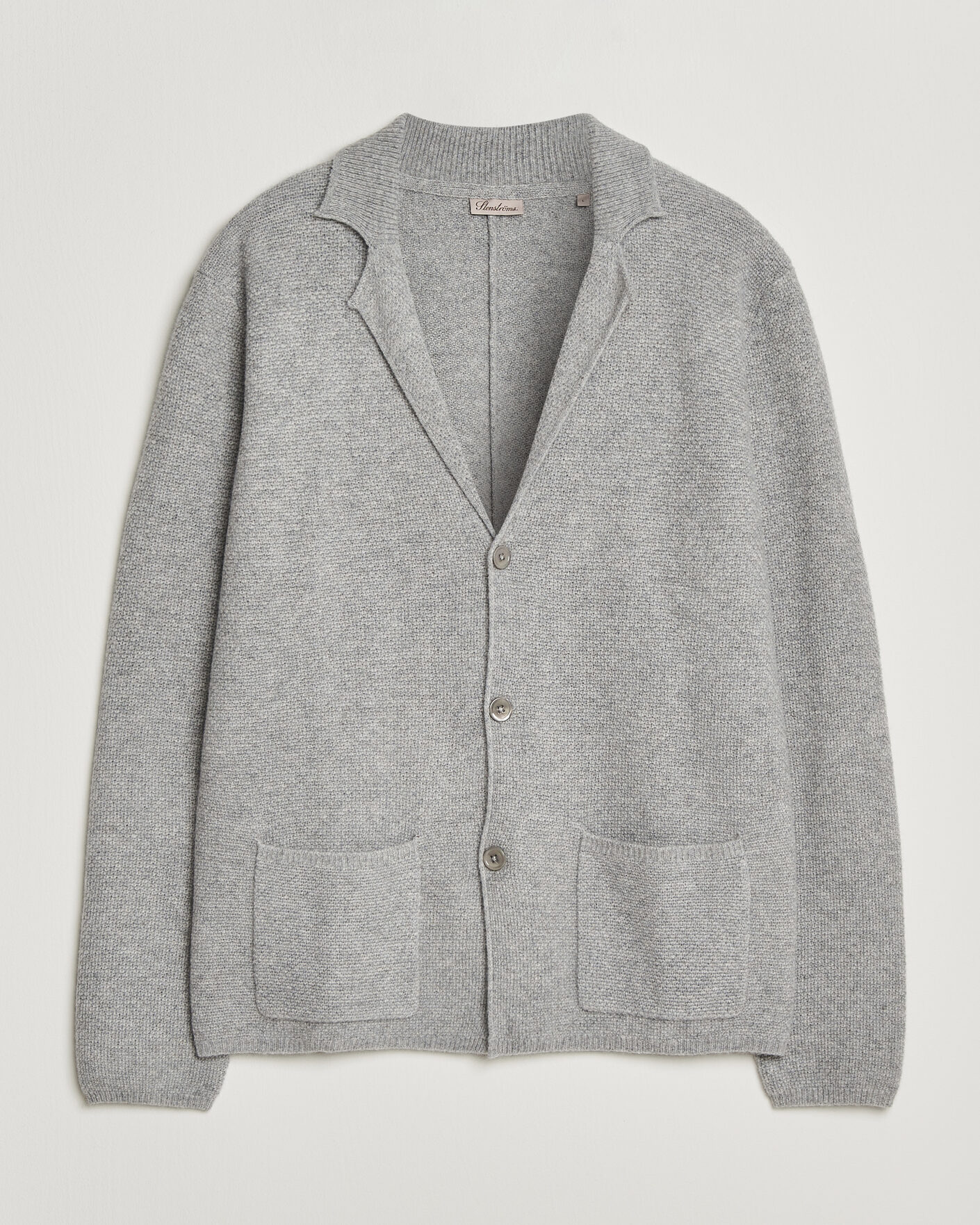 Hombres | Jerséis y prendas de punto | Stenströms | Knitted Yak/Merino Cardigan Blazer Grey