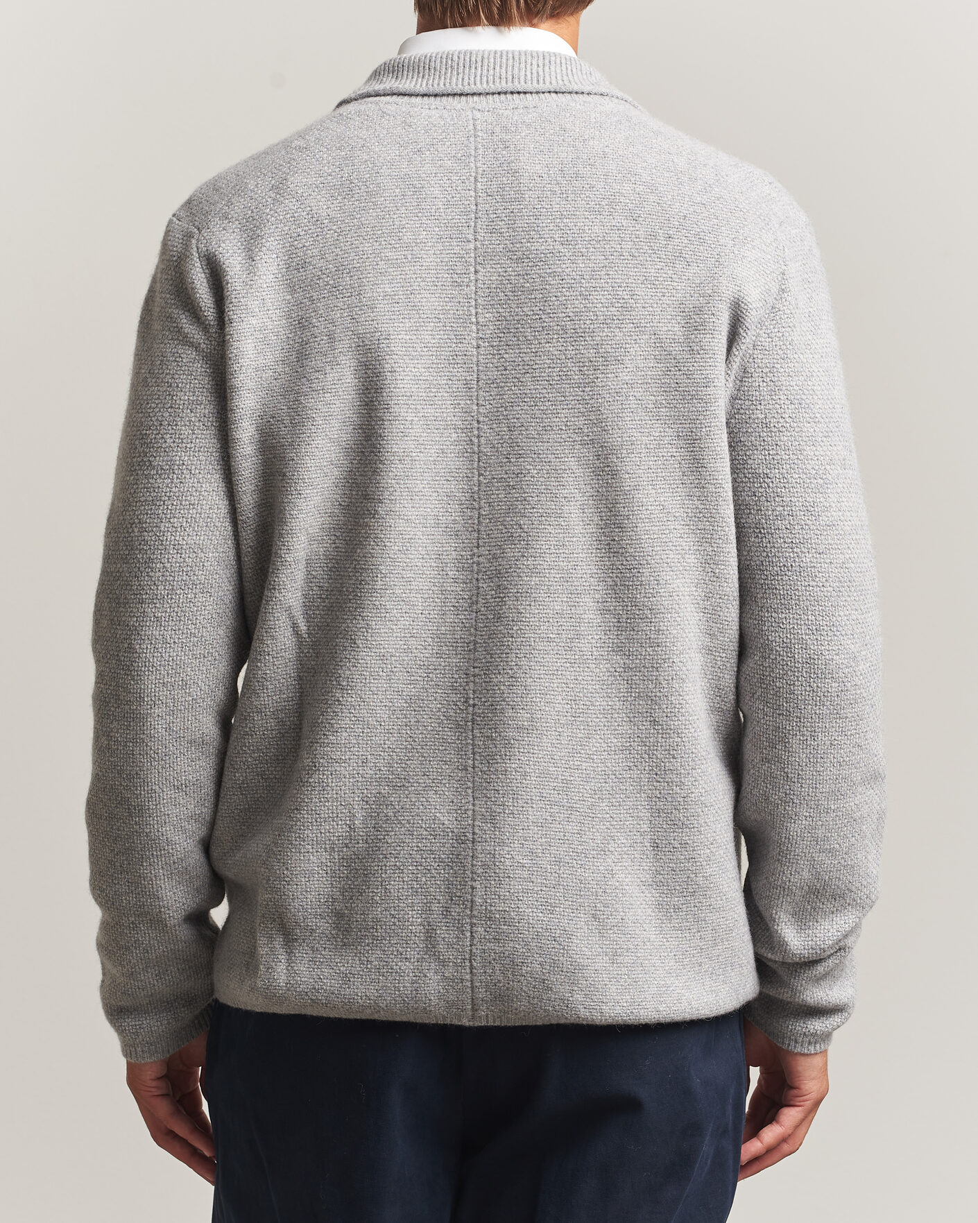 Hombres | Jerséis y prendas de punto | Stenströms | Knitted Yak/Merino Cardigan Blazer Grey
