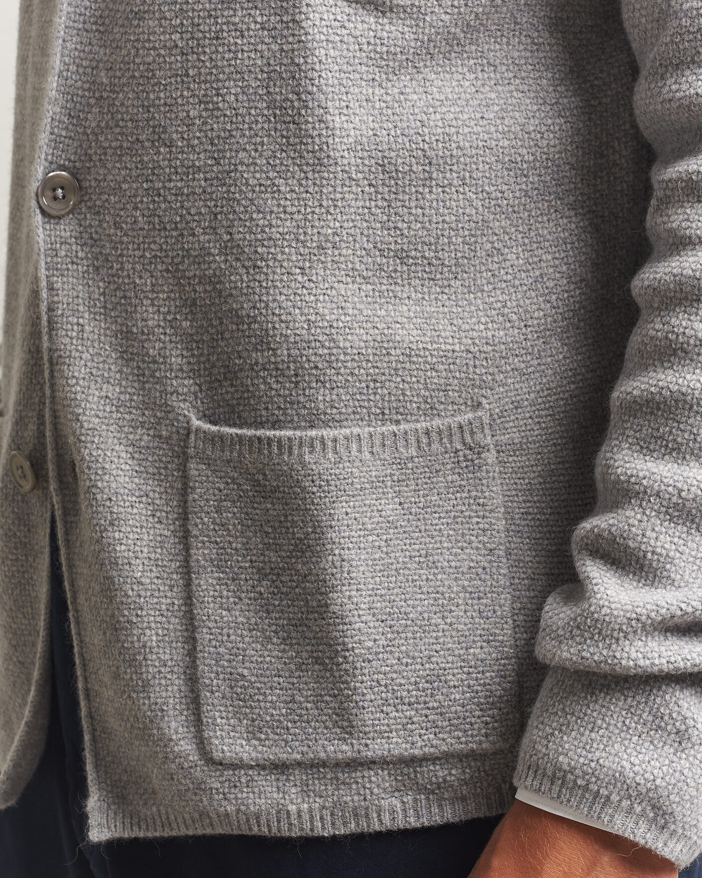 Hombres | Jerséis y prendas de punto | Stenströms | Knitted Yak/Merino Cardigan Blazer Grey
