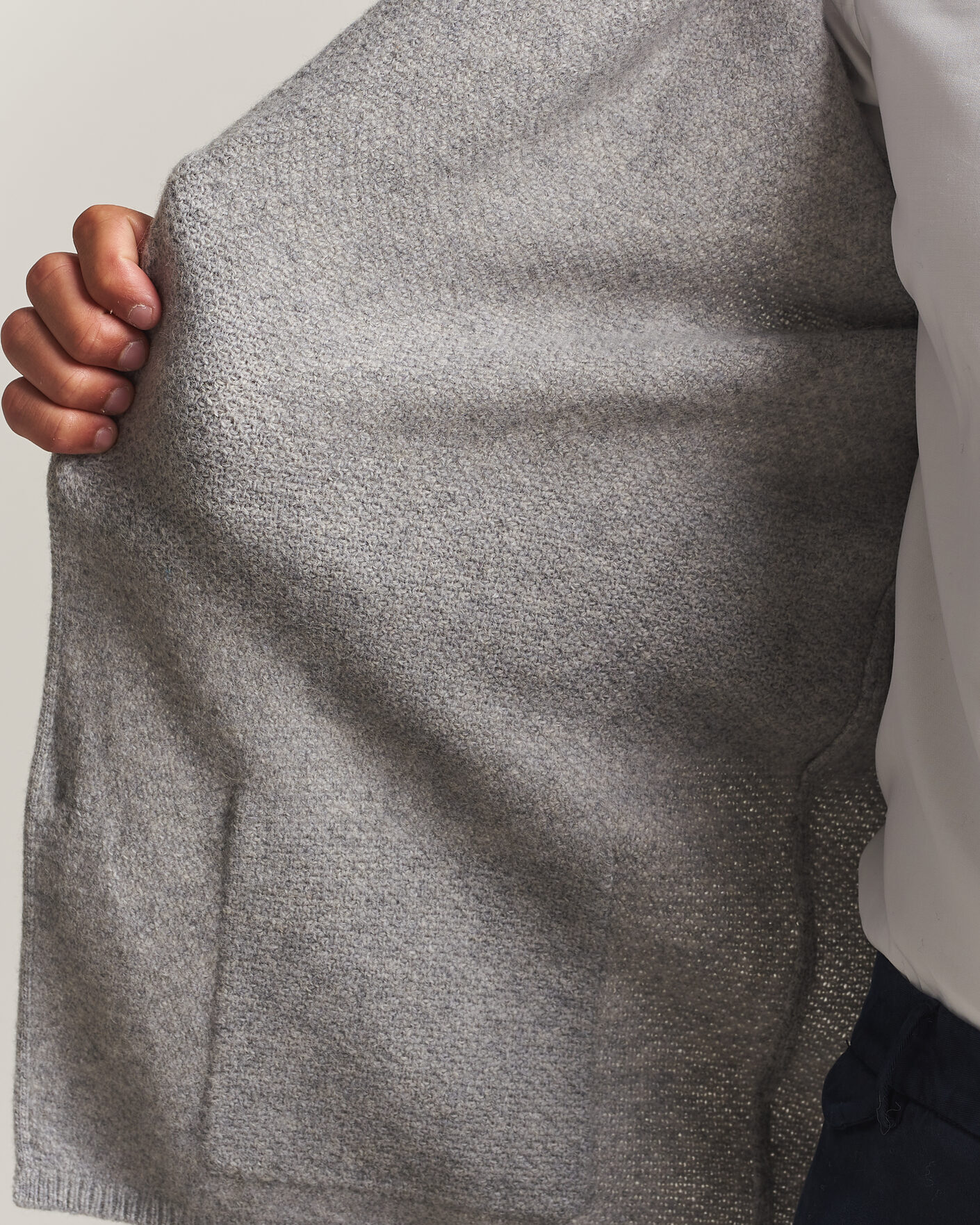 Hombres | Jerséis y prendas de punto | Stenströms | Knitted Yak/Merino Cardigan Blazer Grey