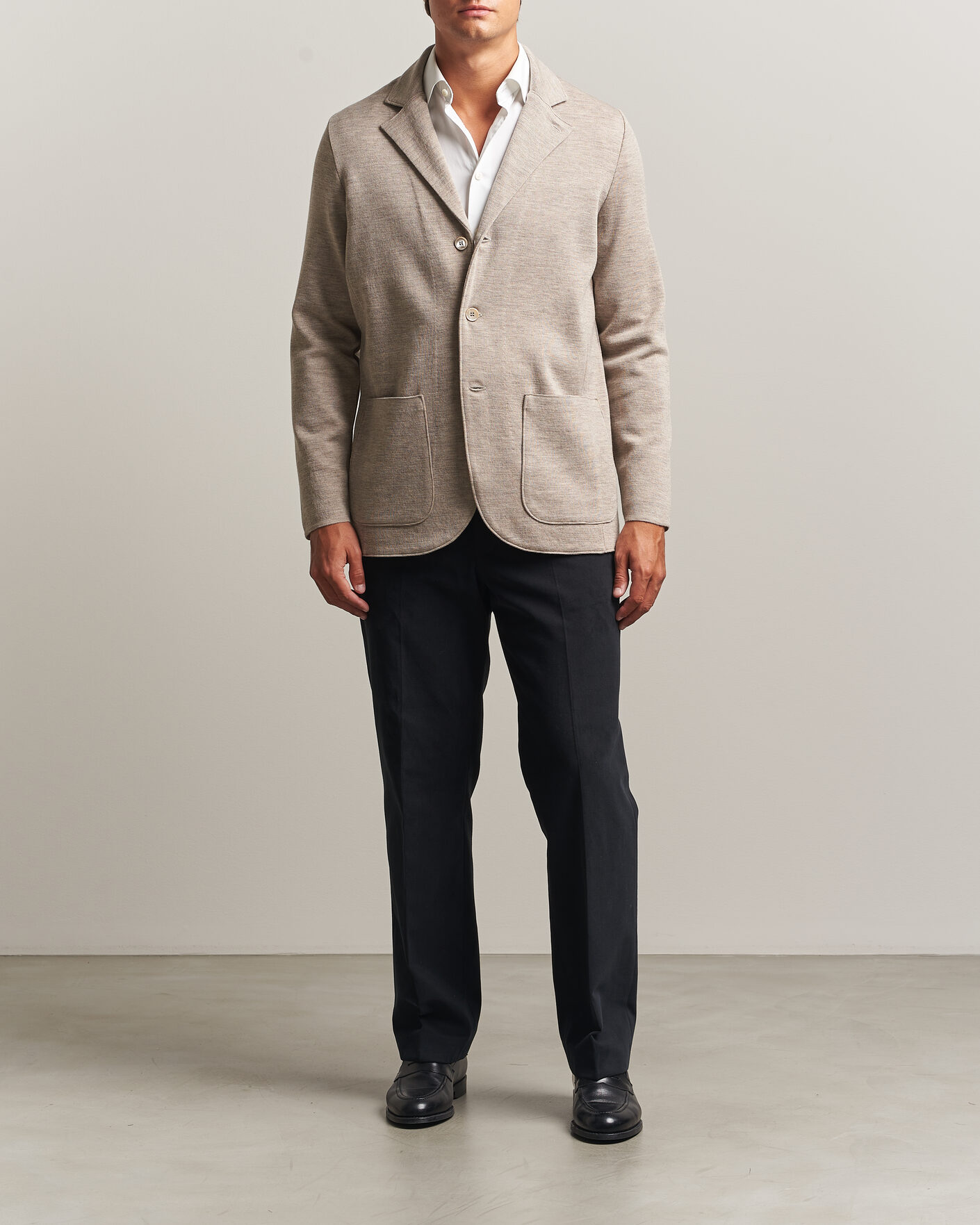 Hombres | Blazers | Stenströms | Milano Knitted Merino Blazer Beige