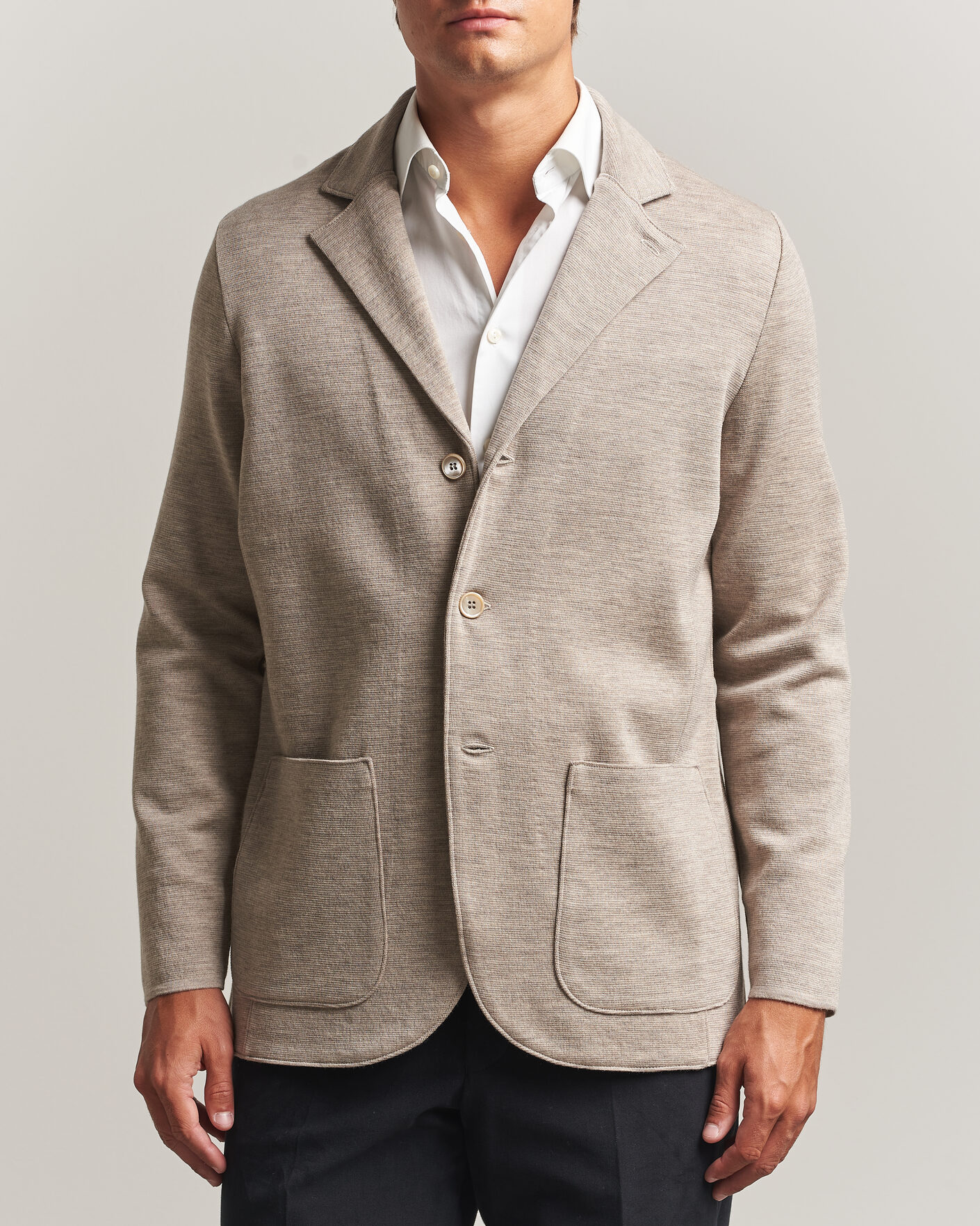 Hombres | Blazers | Stenströms | Milano Knitted Merino Blazer Beige