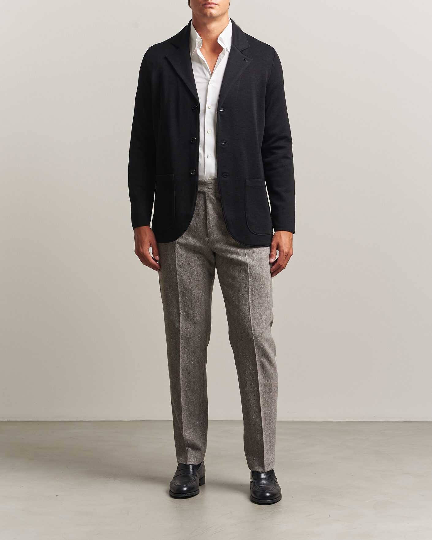 Hombres | Blazers | Stenströms | Milano Knitted Merino Blazer Black