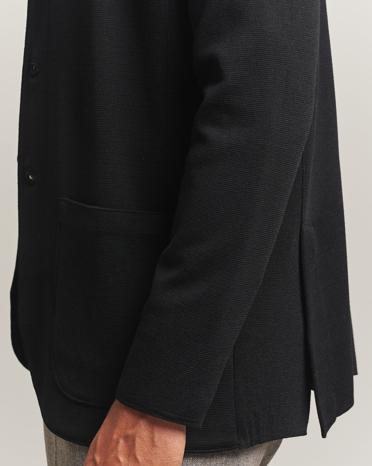 Hombres | Blazers | Stenströms | Milano Knitted Merino Blazer Black