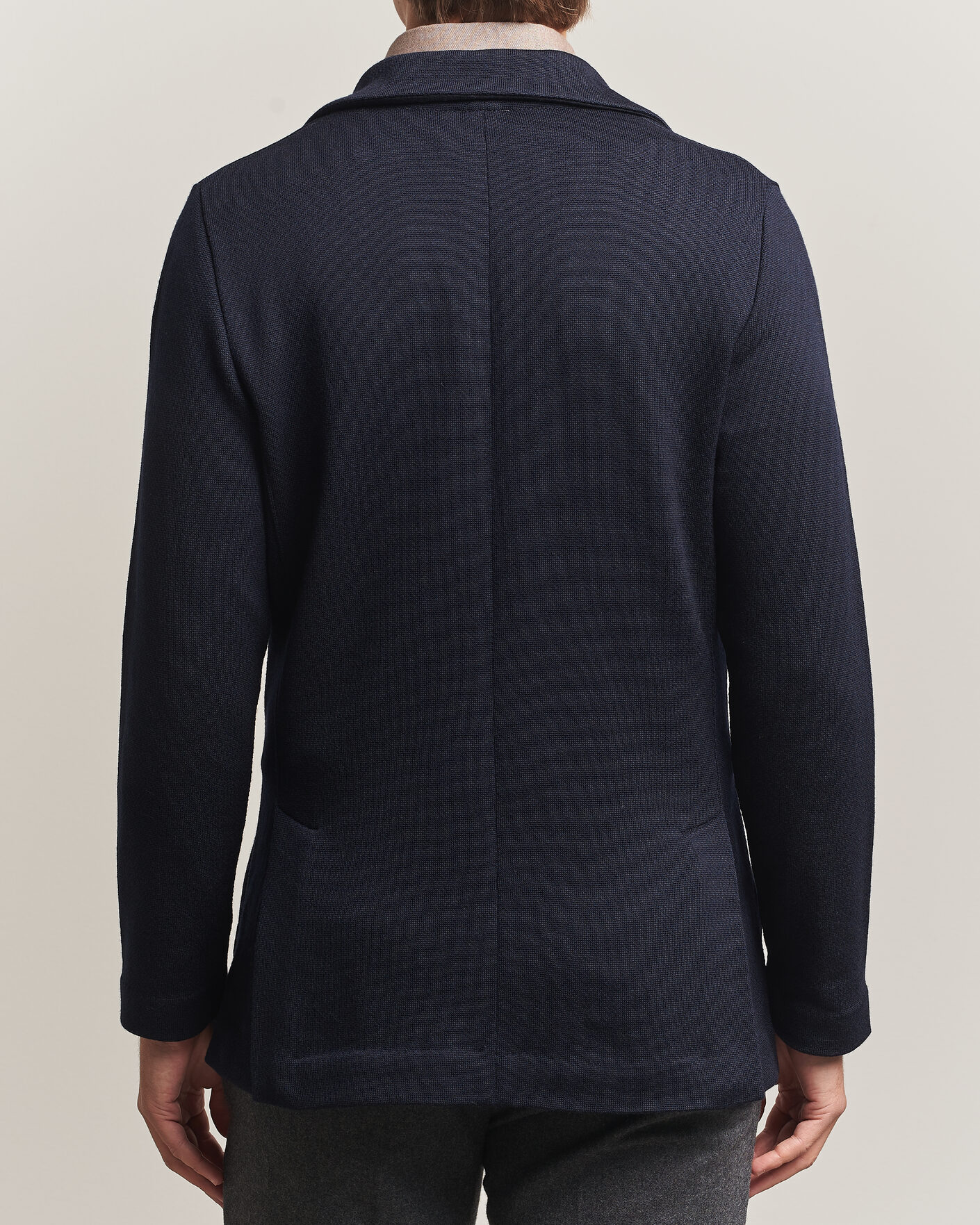 Hombres | Blazers | Stenströms | Knitted Herringbone DB Wool Blazer Navy