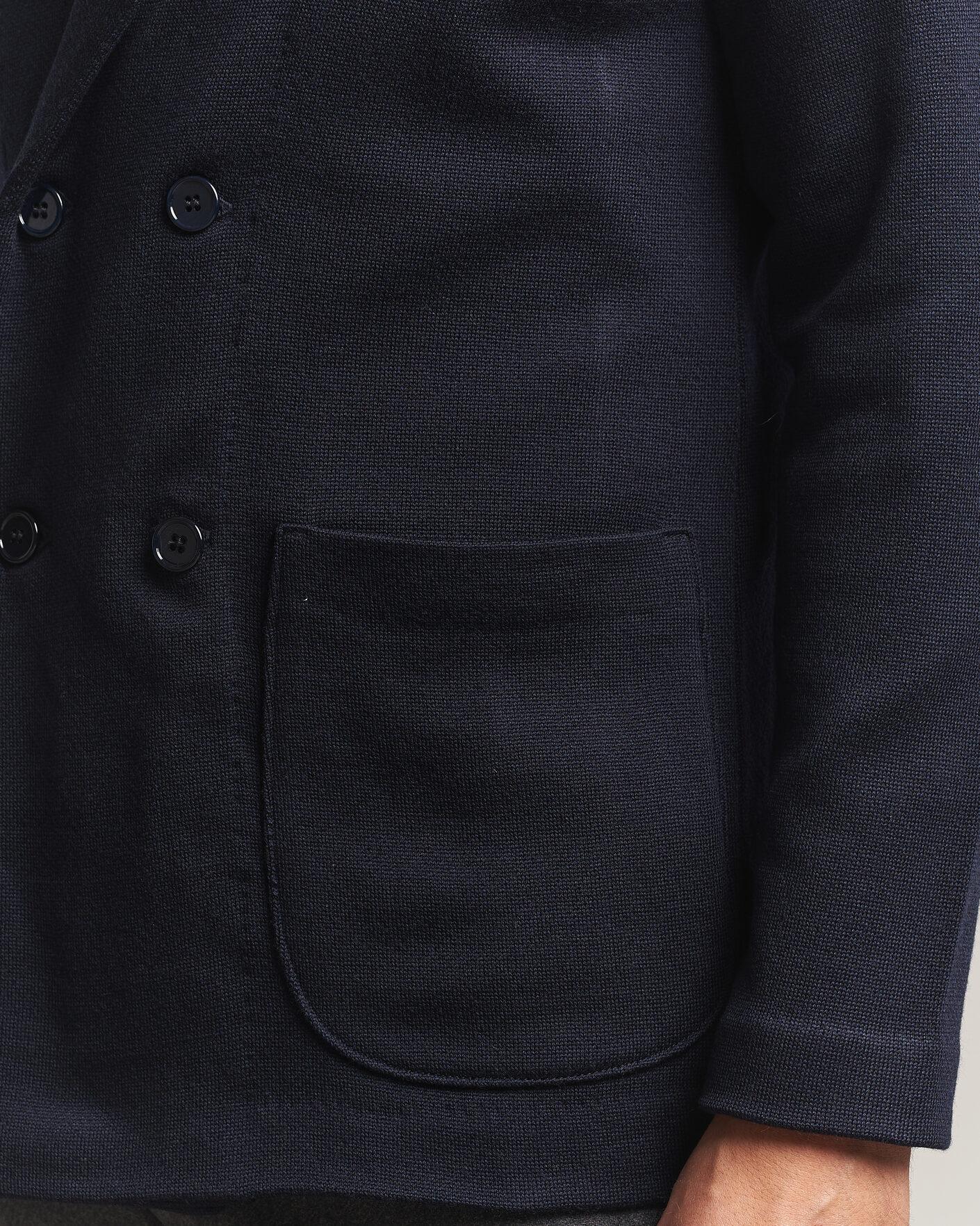 Hombres | Blazers | Stenströms | Knitted Herringbone DB Wool Blazer Navy