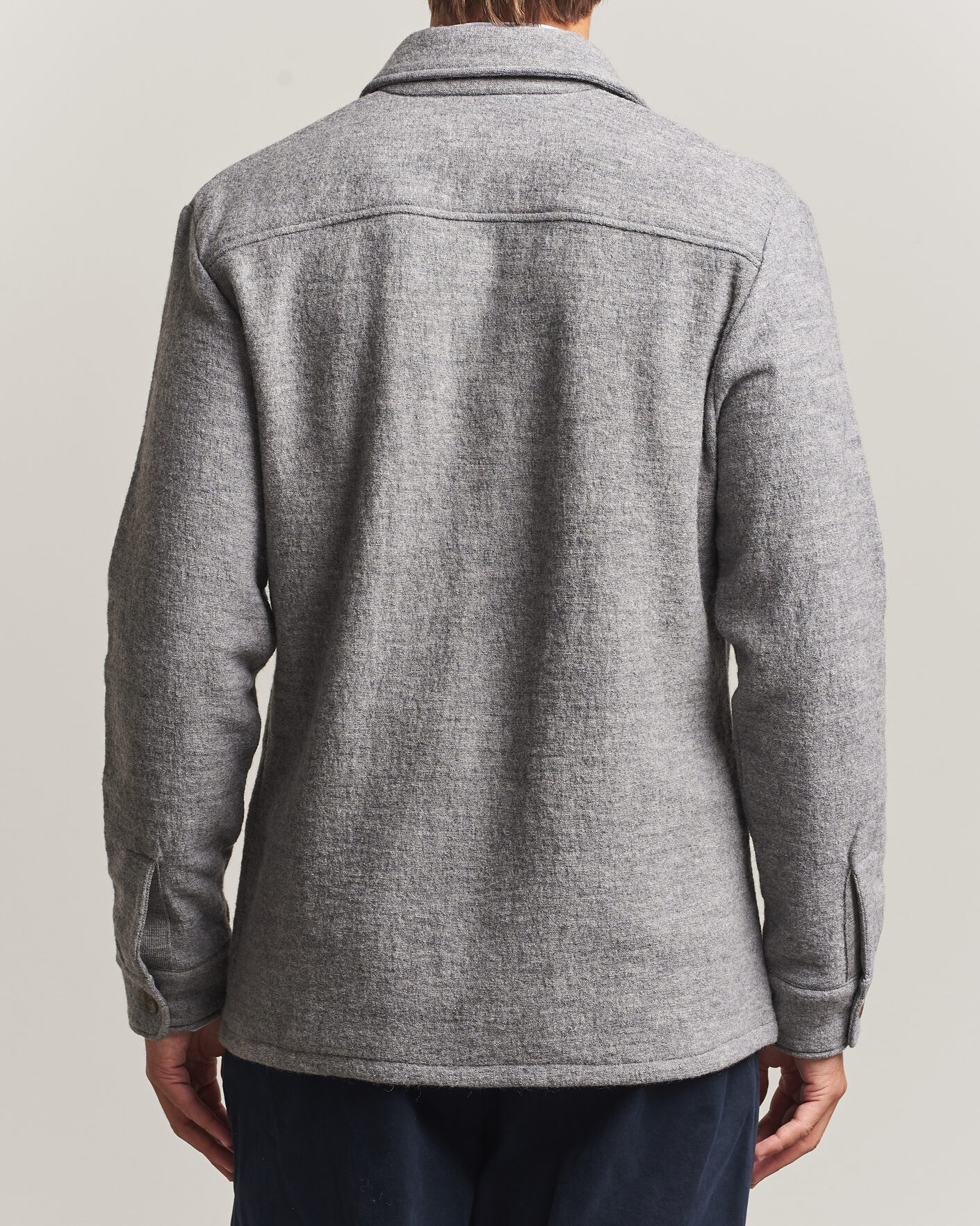 Hombres | Camisas | Stenströms | Felted Wool Overshirt Grey