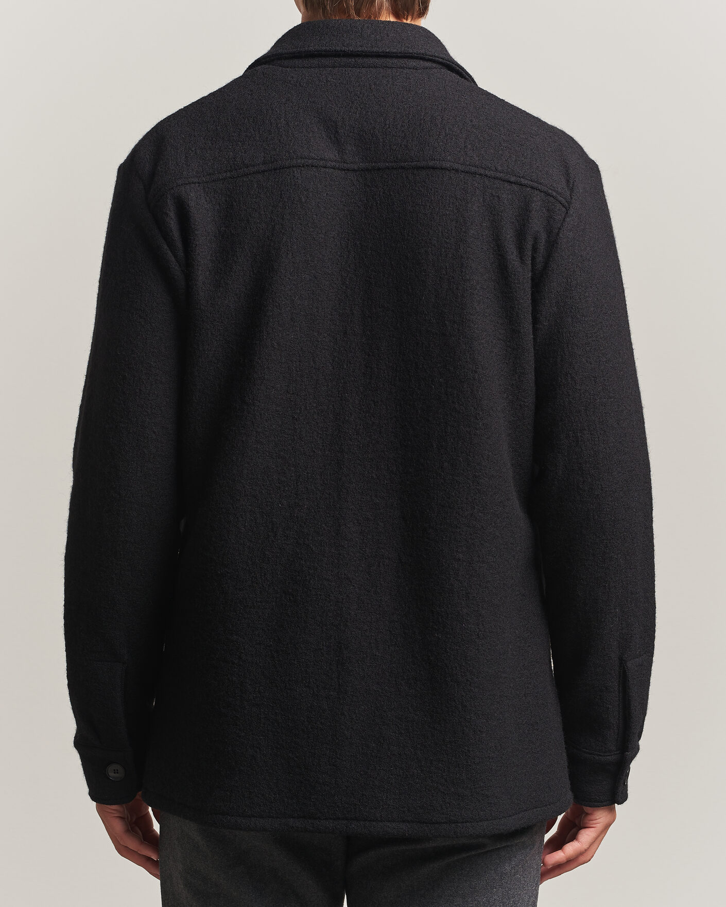 Hombres | Camisas | Stenströms | Felted Wool Overshirt Black