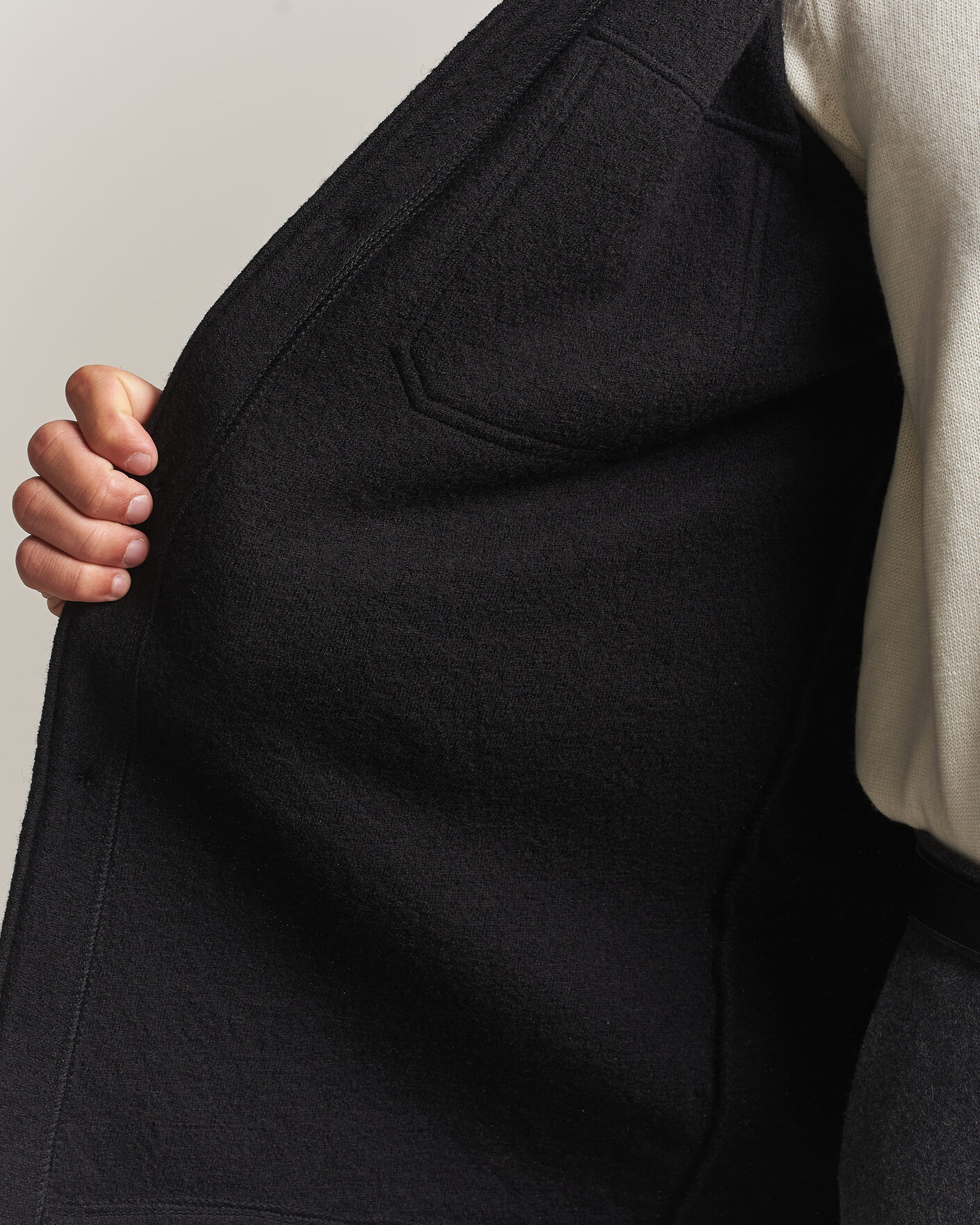 Hombres | Camisas | Stenströms | Felted Wool Overshirt Black