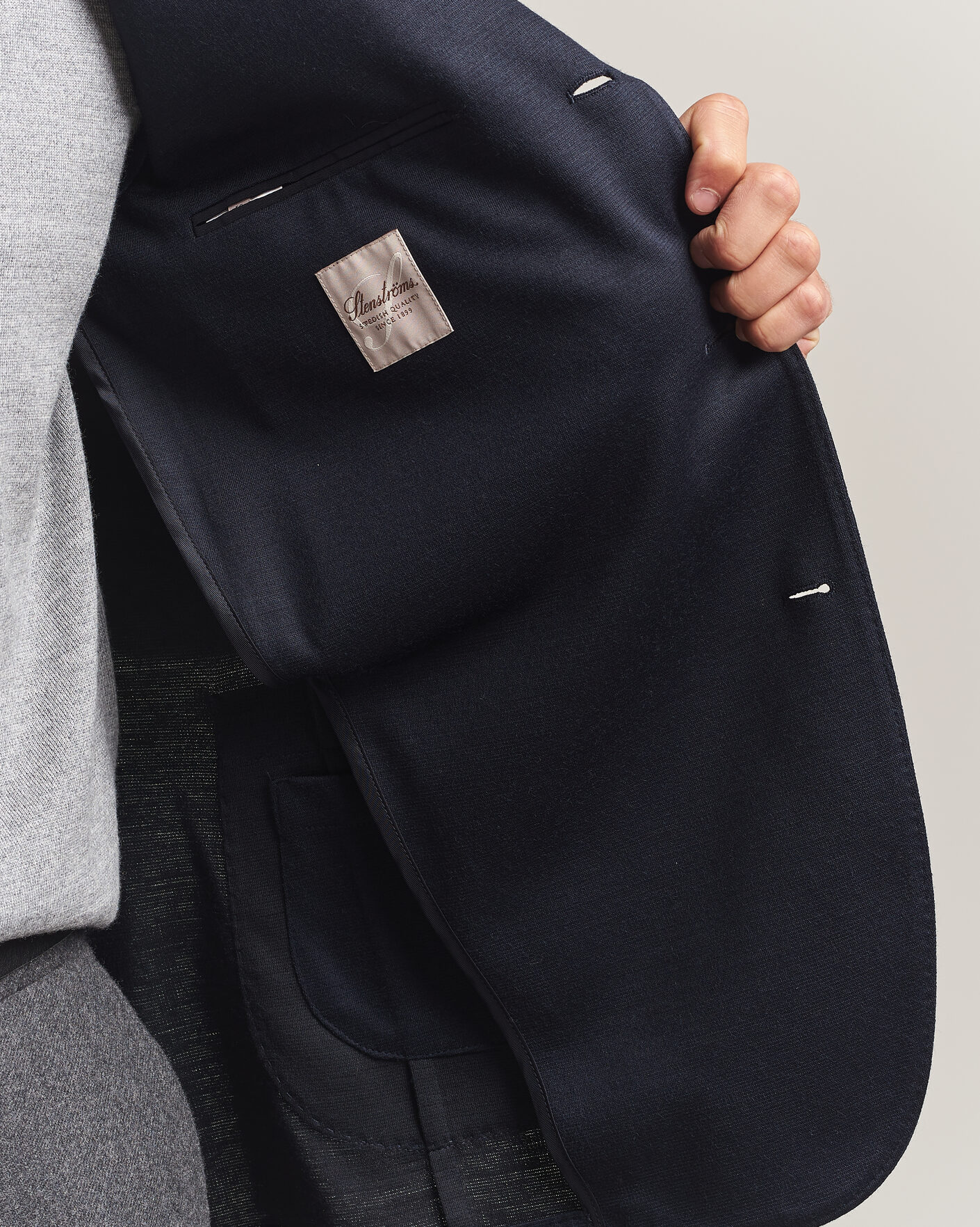 Hombres | Blazers | Stenströms | Wool Jersey Blazer Navy