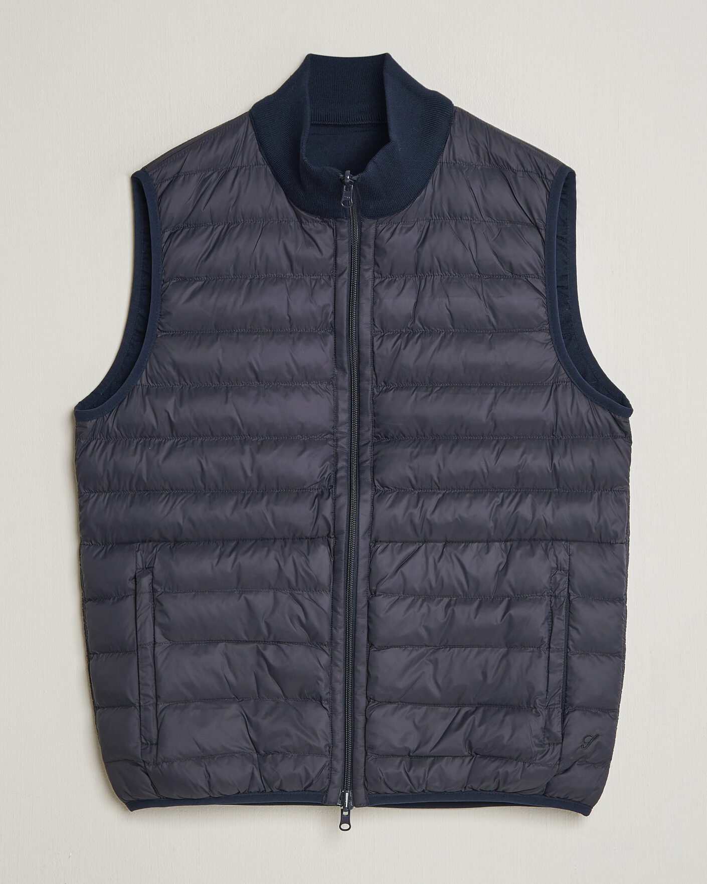 Hombres | Chalecos | Stenströms | Reversible Knitted Merino/Nylon Vest Navy