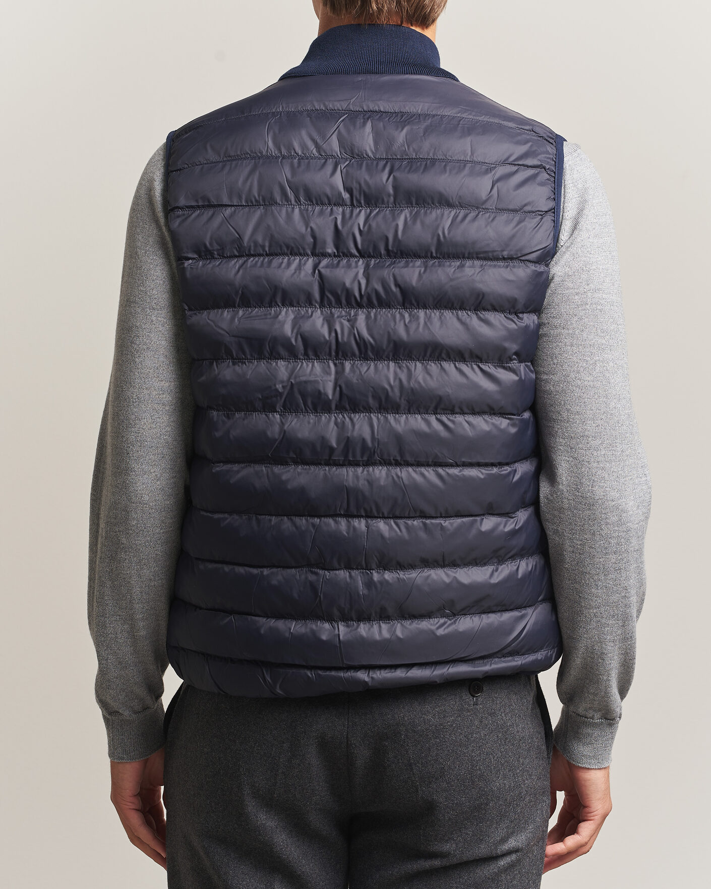 Hombres | Chalecos | Stenströms | Reversible Knitted Merino/Nylon Vest Navy