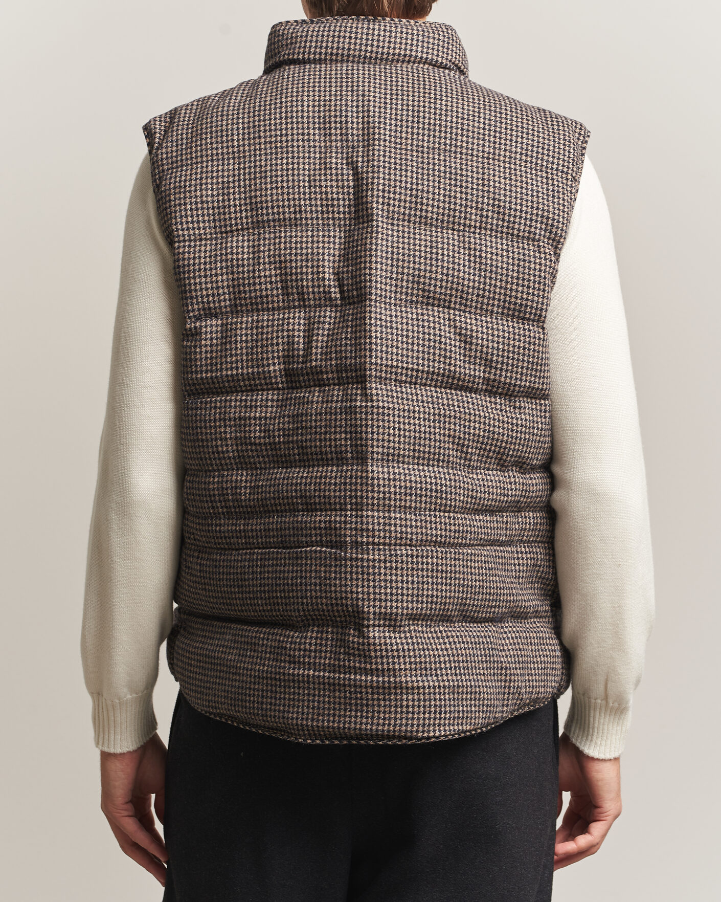 Hombres | Chalecos | Stenströms | Padded Houndstooth Wool Vest Brown