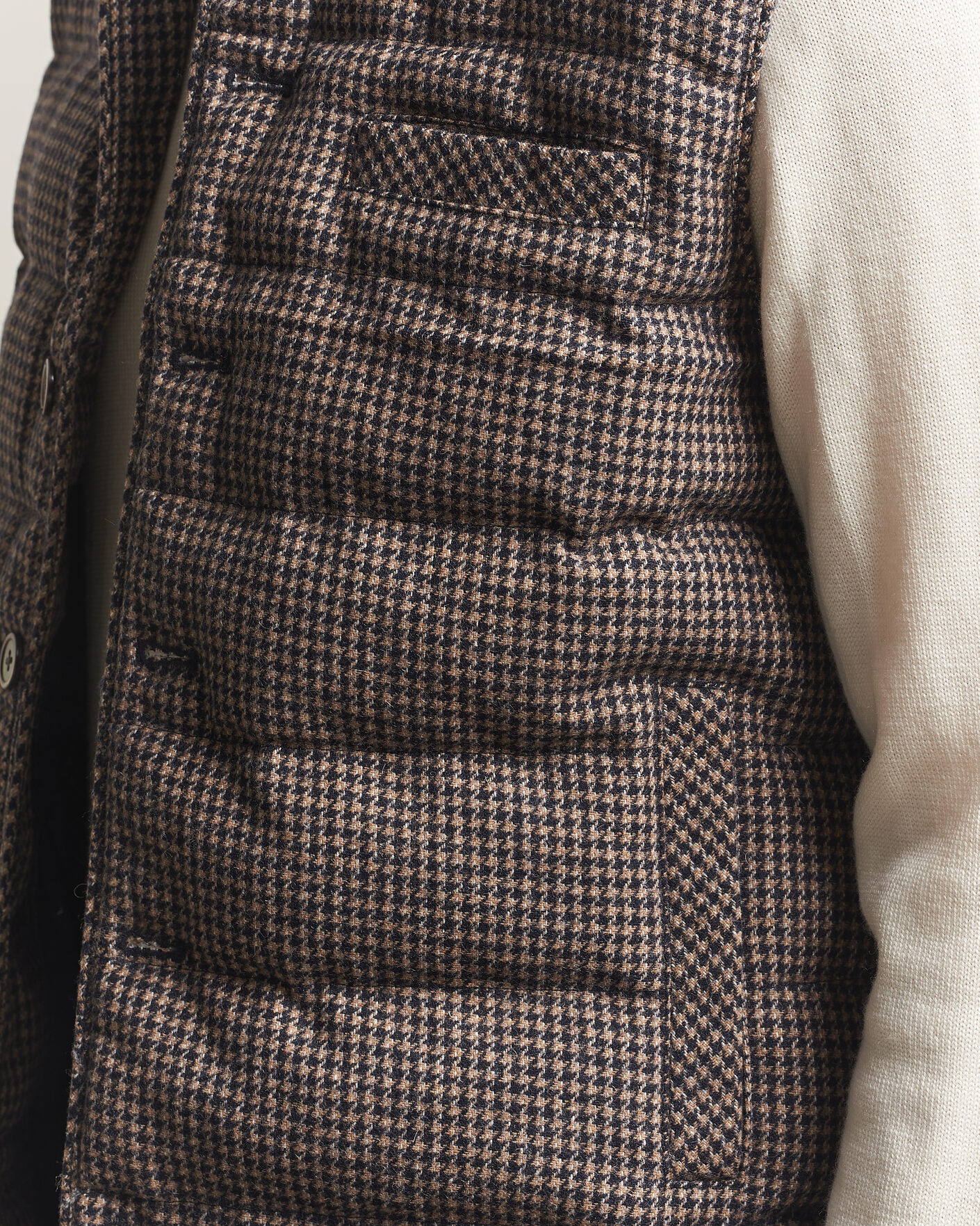 Hombres | Chalecos | Stenströms | Padded Houndstooth Wool Vest Brown