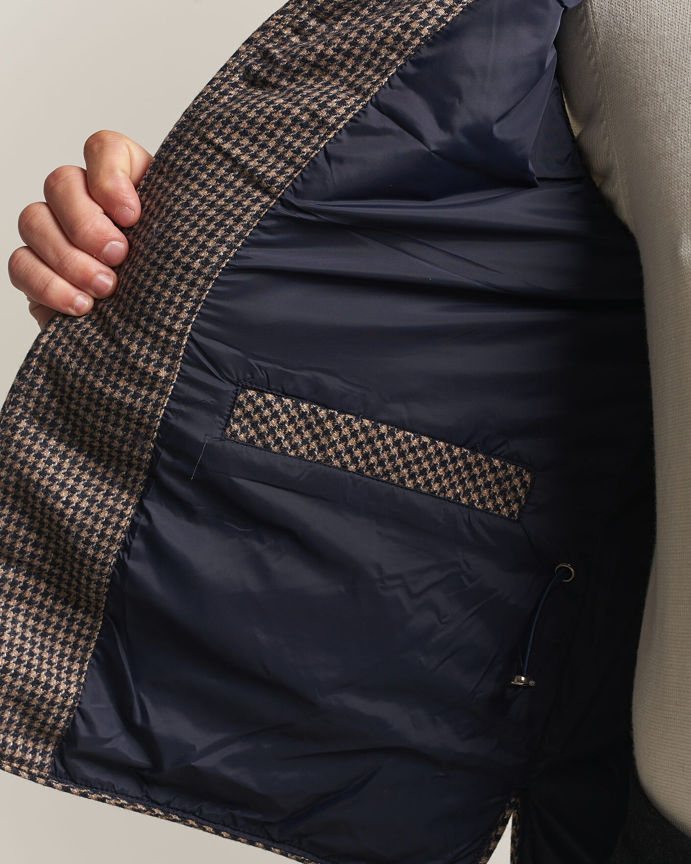 Hombres | Chalecos | Stenströms | Padded Houndstooth Wool Vest Brown