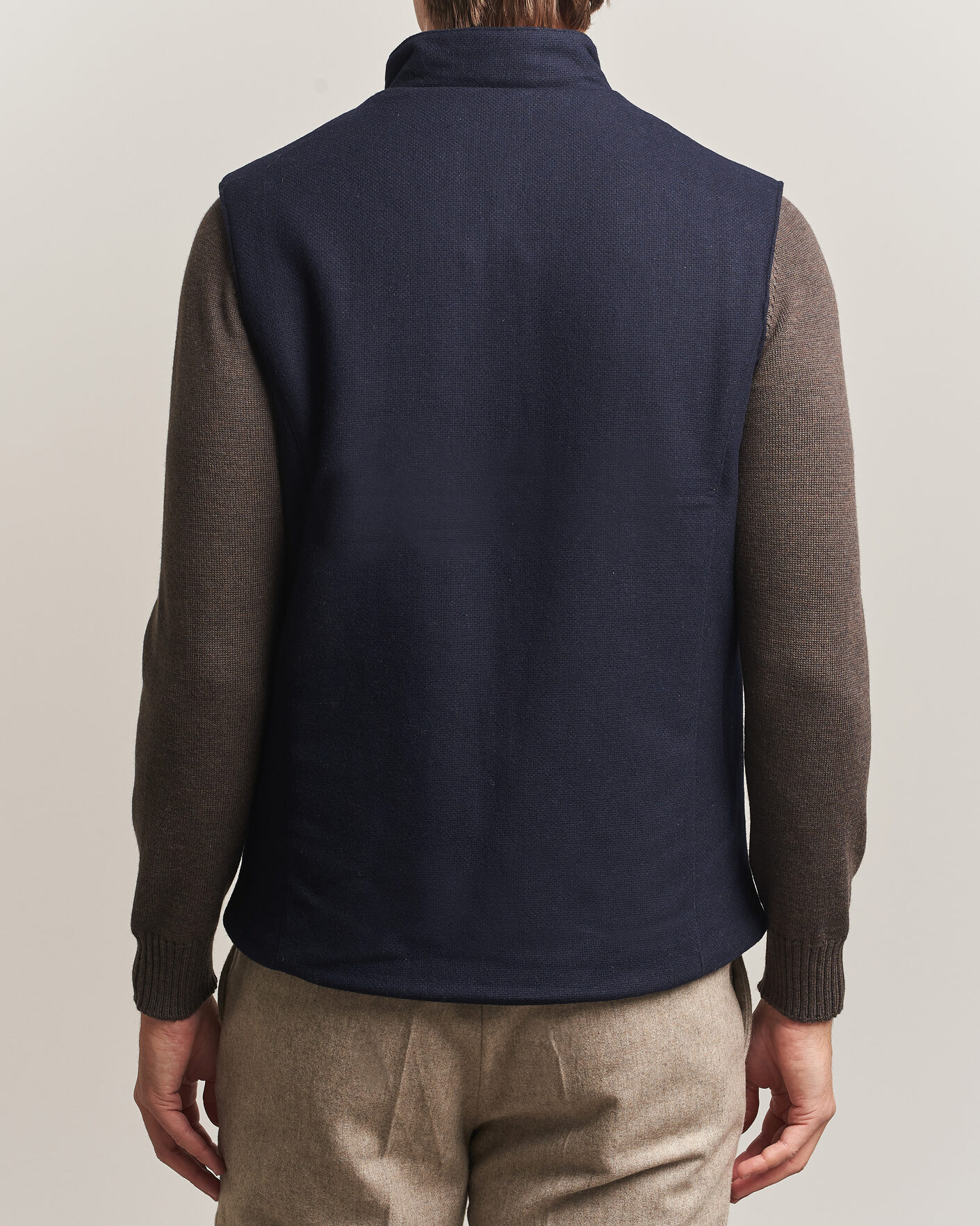 Hombres | Chalecos | Stenströms | Wool Alcantara Detail Light Padded Vest Navy