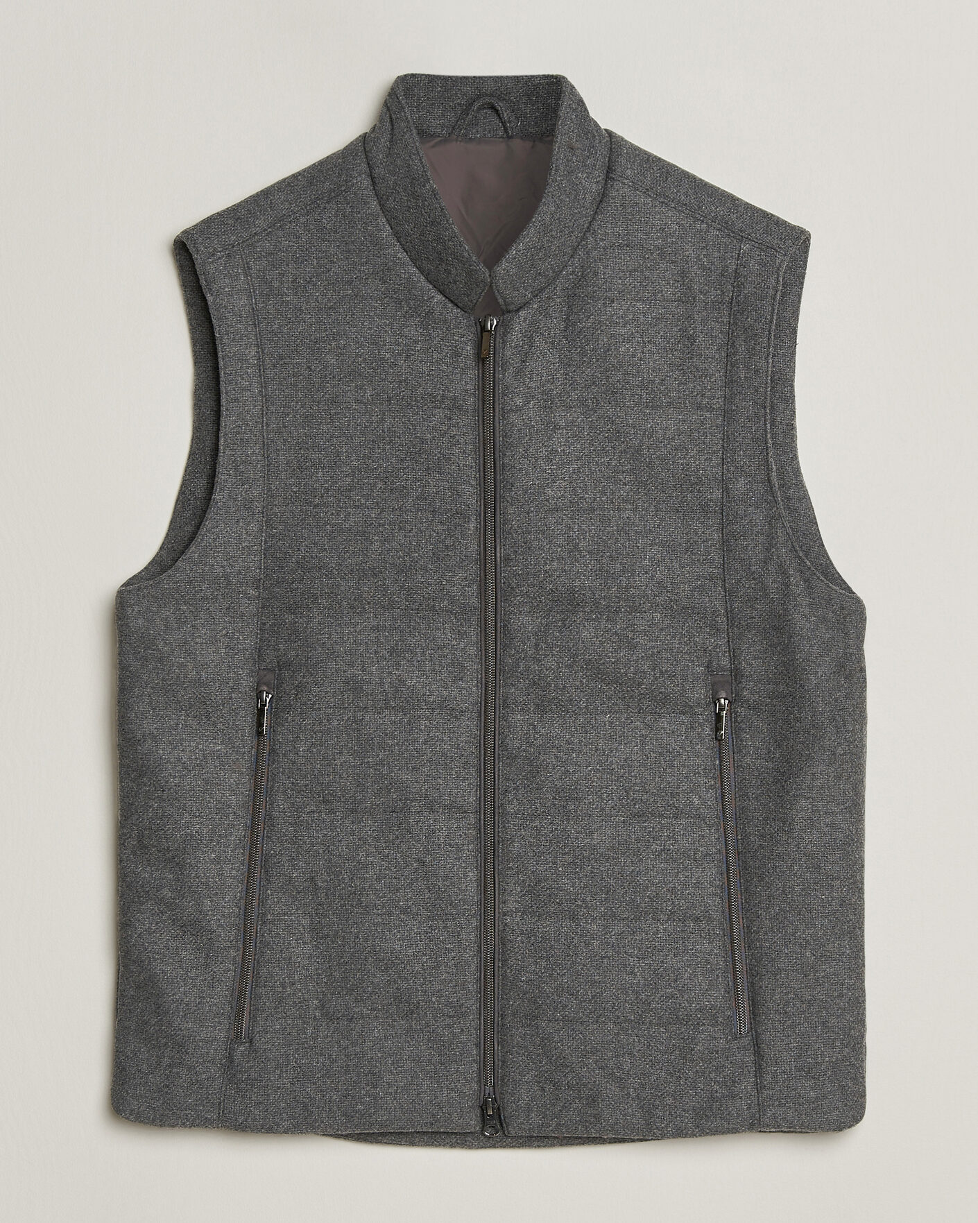 Hombres | Chalecos | Stenströms | Wool Alcantara Detail Light Padded Vest Grey