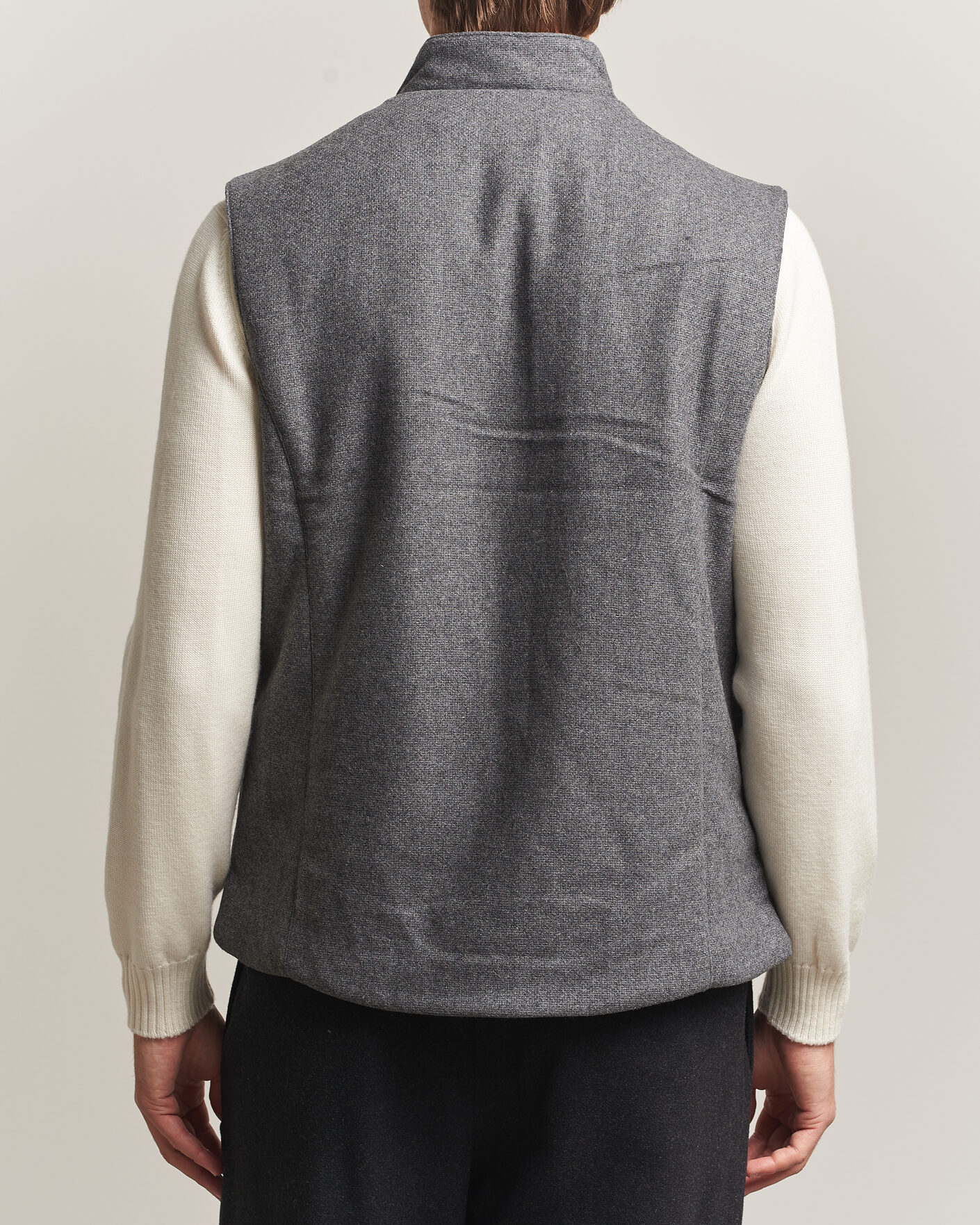 Hombres | Chalecos | Stenströms | Wool Alcantara Detail Light Padded Vest Grey