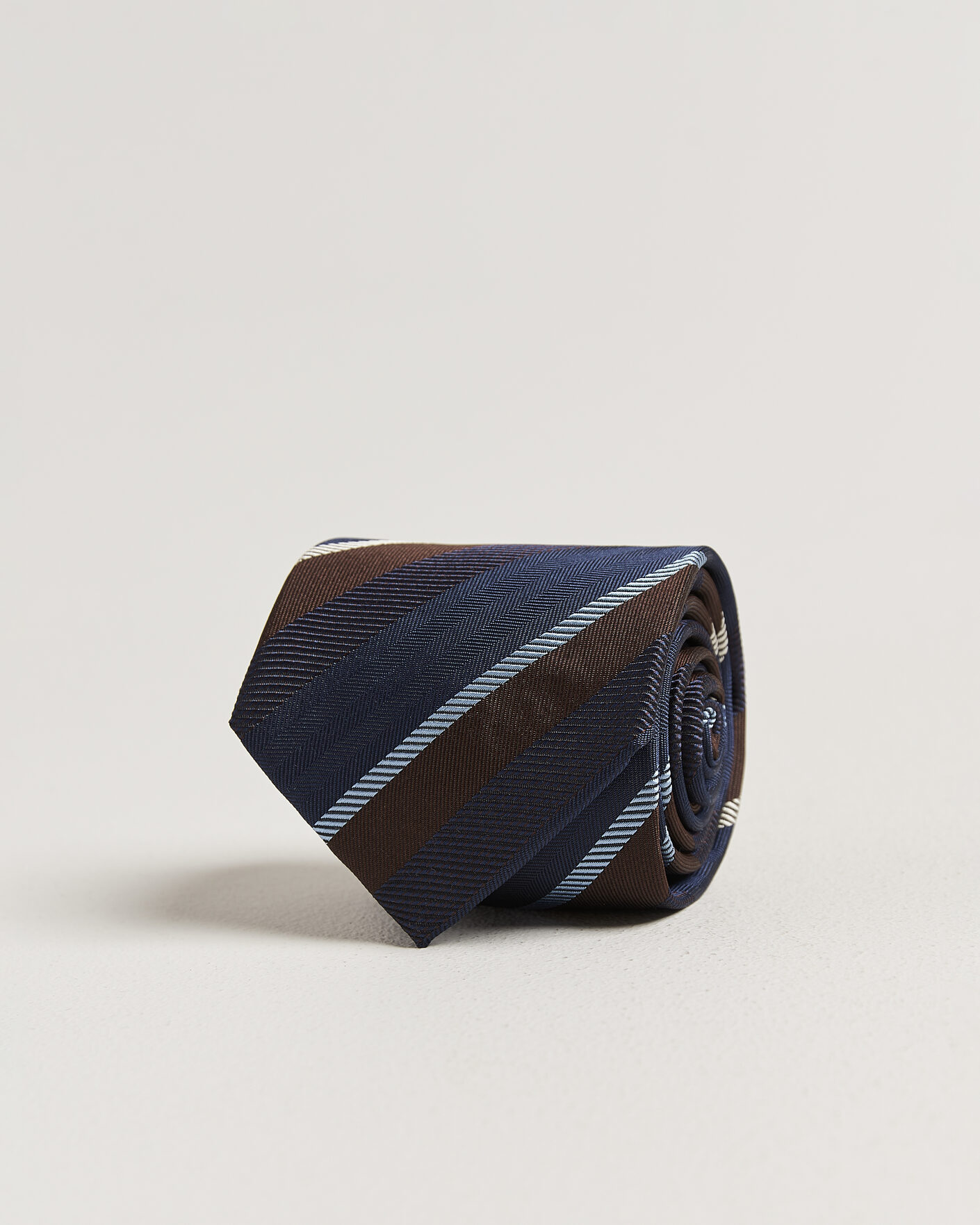 Hombres | Corbatas | Stenströms | Regimental Stripe Silk Tie 7,5cm Navy