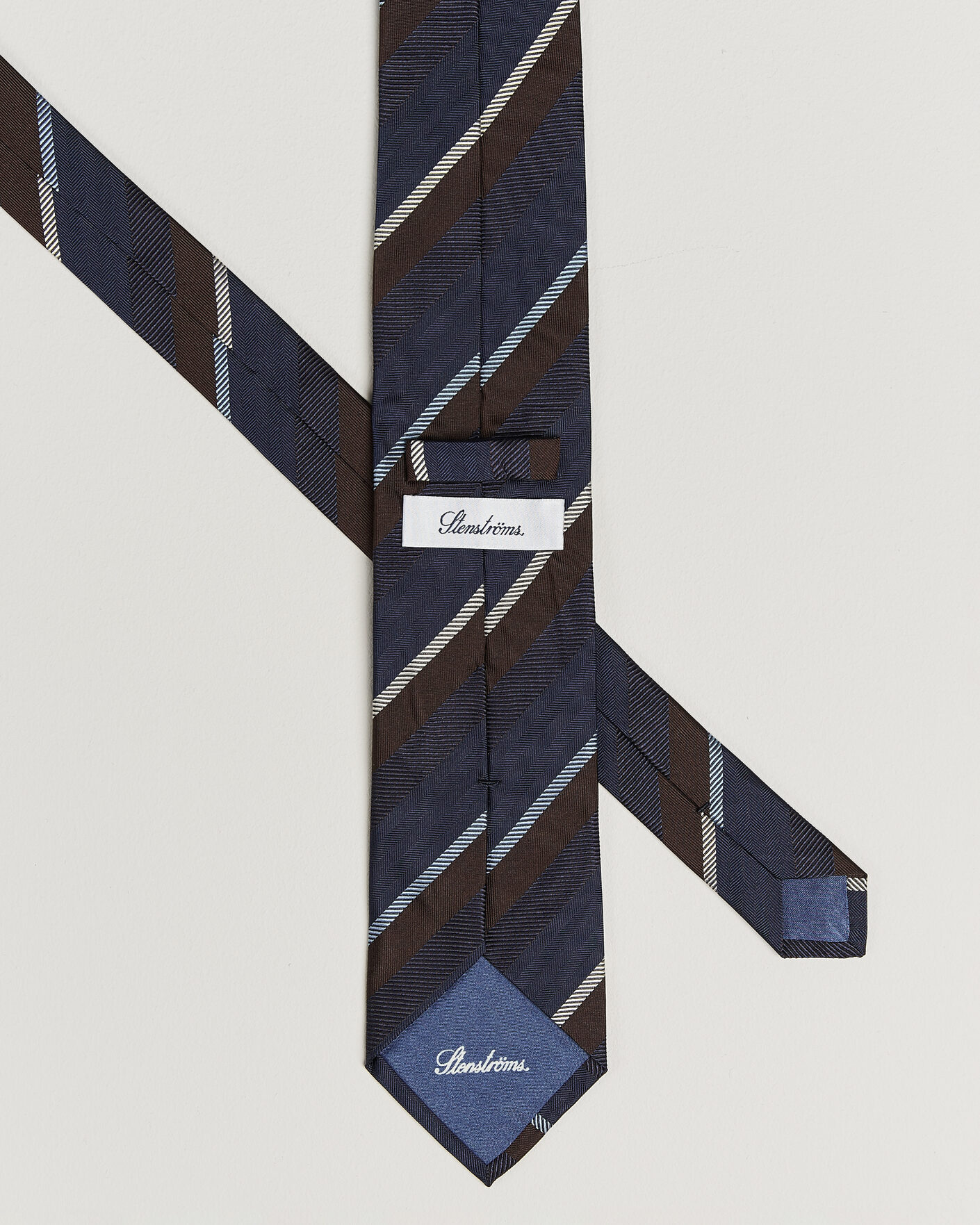 Hombres | Corbatas | Stenströms | Regimental Stripe Silk Tie 7,5cm Navy