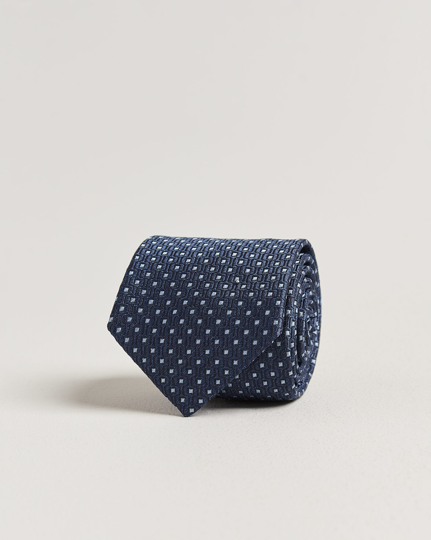 Hombres | Corbatas | Stenströms | Woven Silk Dot Tie 7,5cm Navy